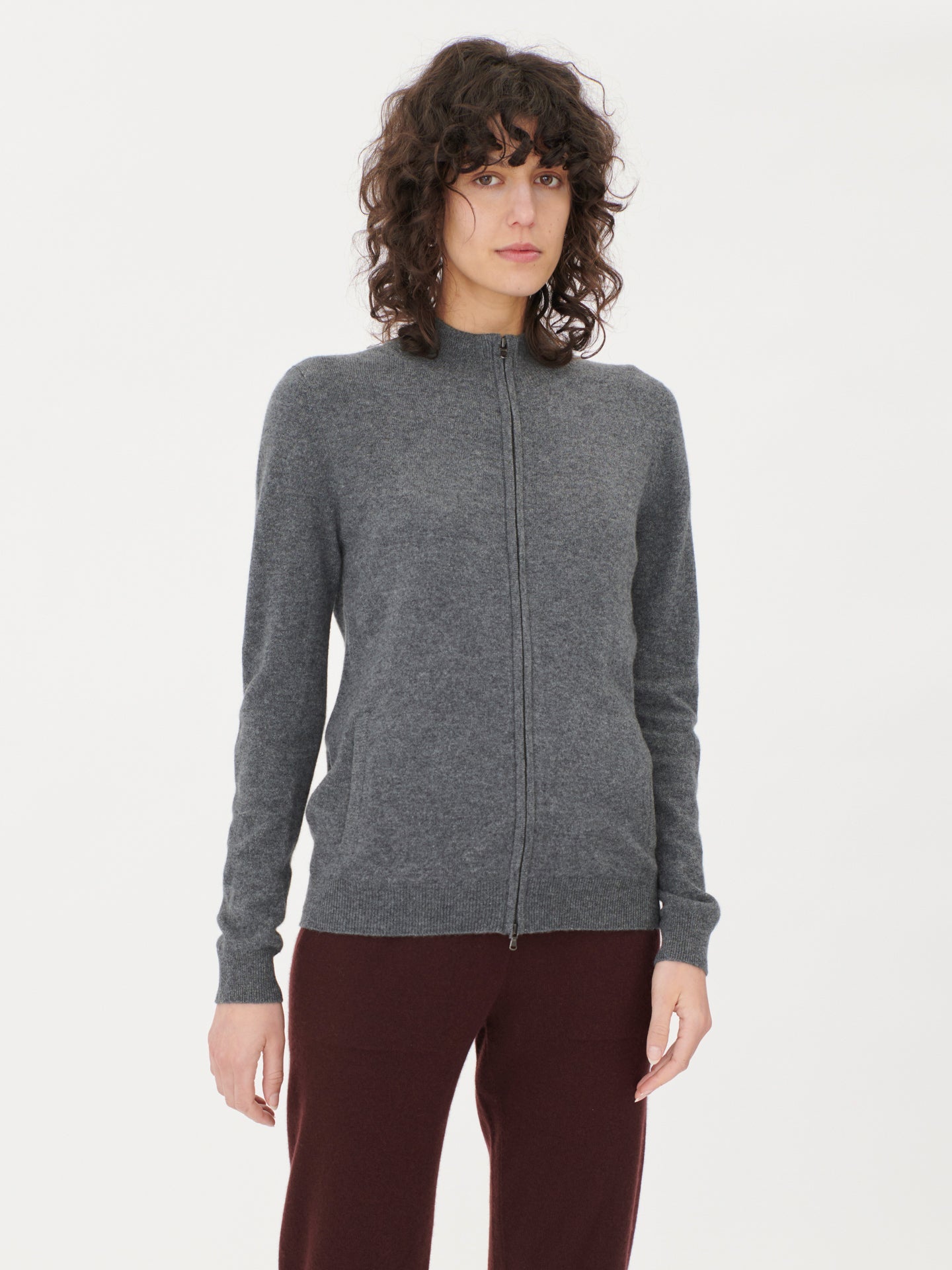 Cardigan zippé  en Cachemire pour femmes Gris - Gobi Cashmere