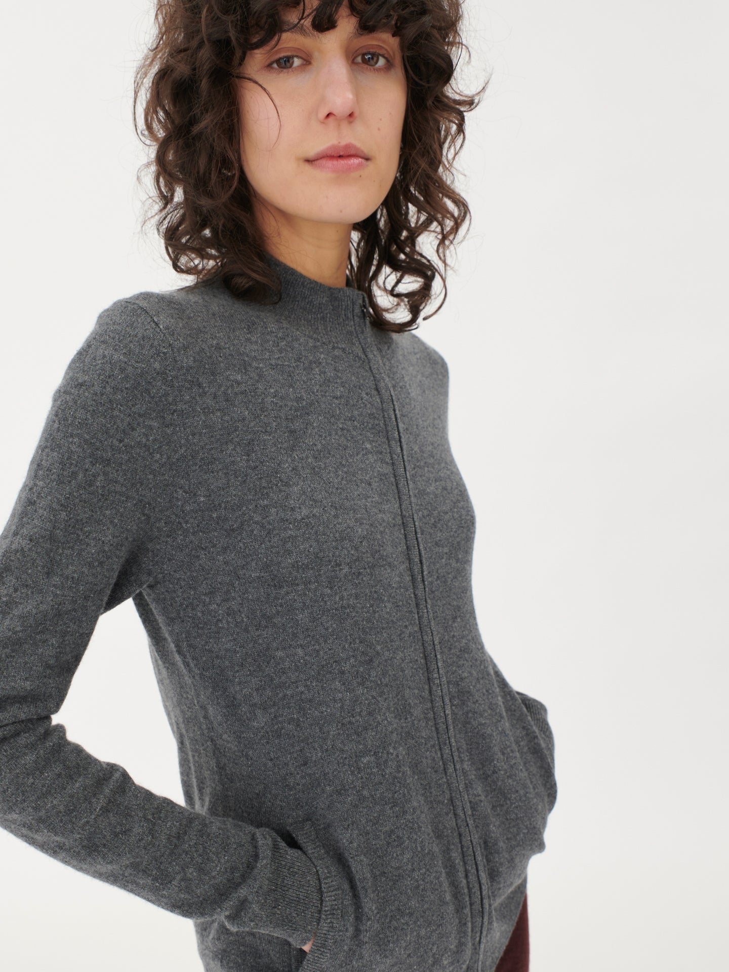 Cardigan zippé  en Cachemire pour femmes Gris - Gobi Cashmere