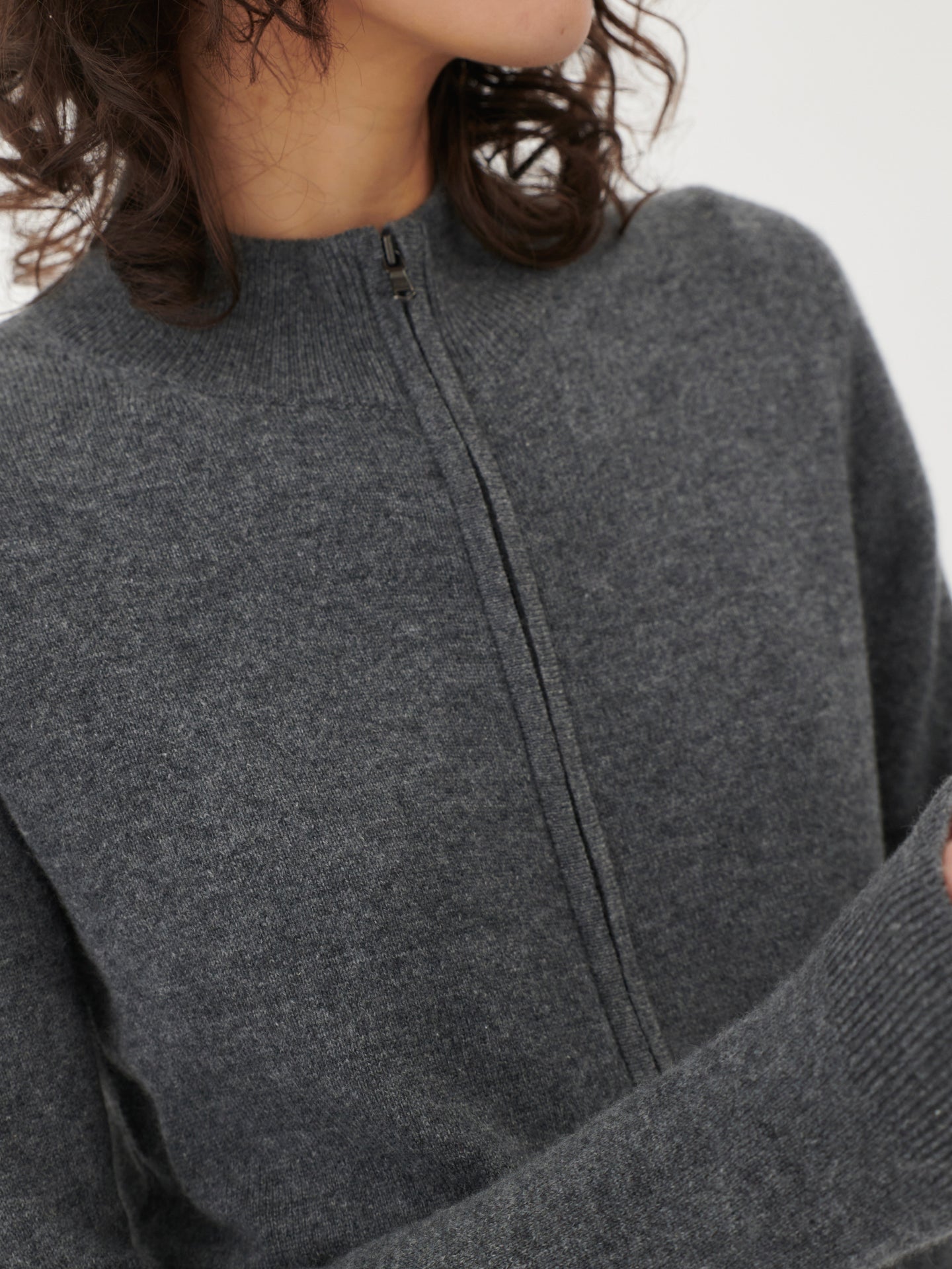 Cardigan zippé  en Cachemire pour femmes Gris - Gobi Cashmere