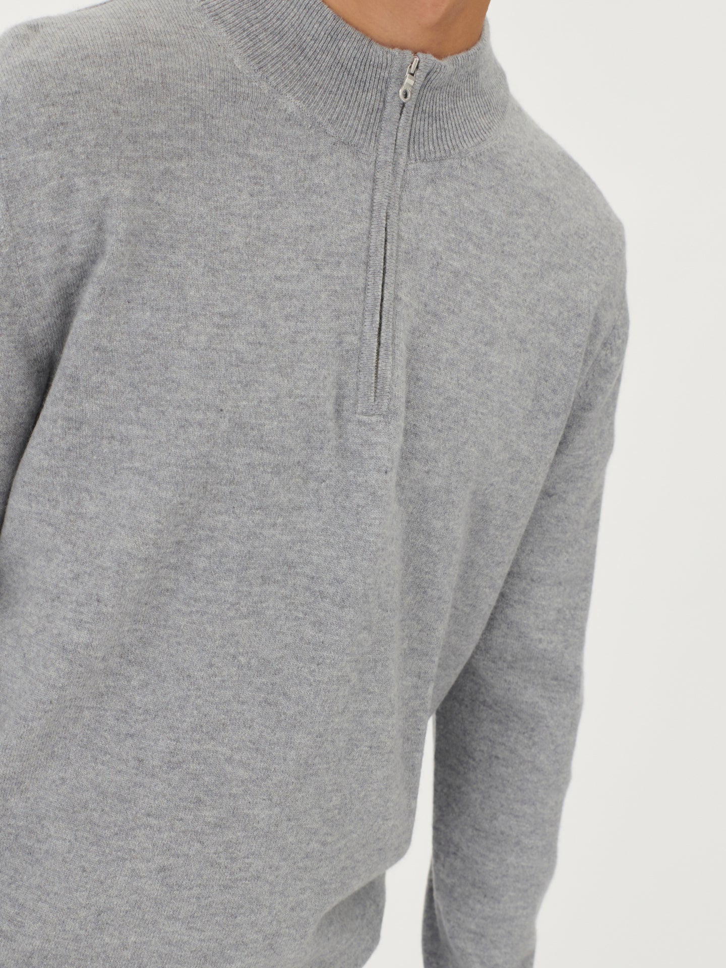 Pull polo demi en Cachemire pour hommes Gris - Gobi Cashmere