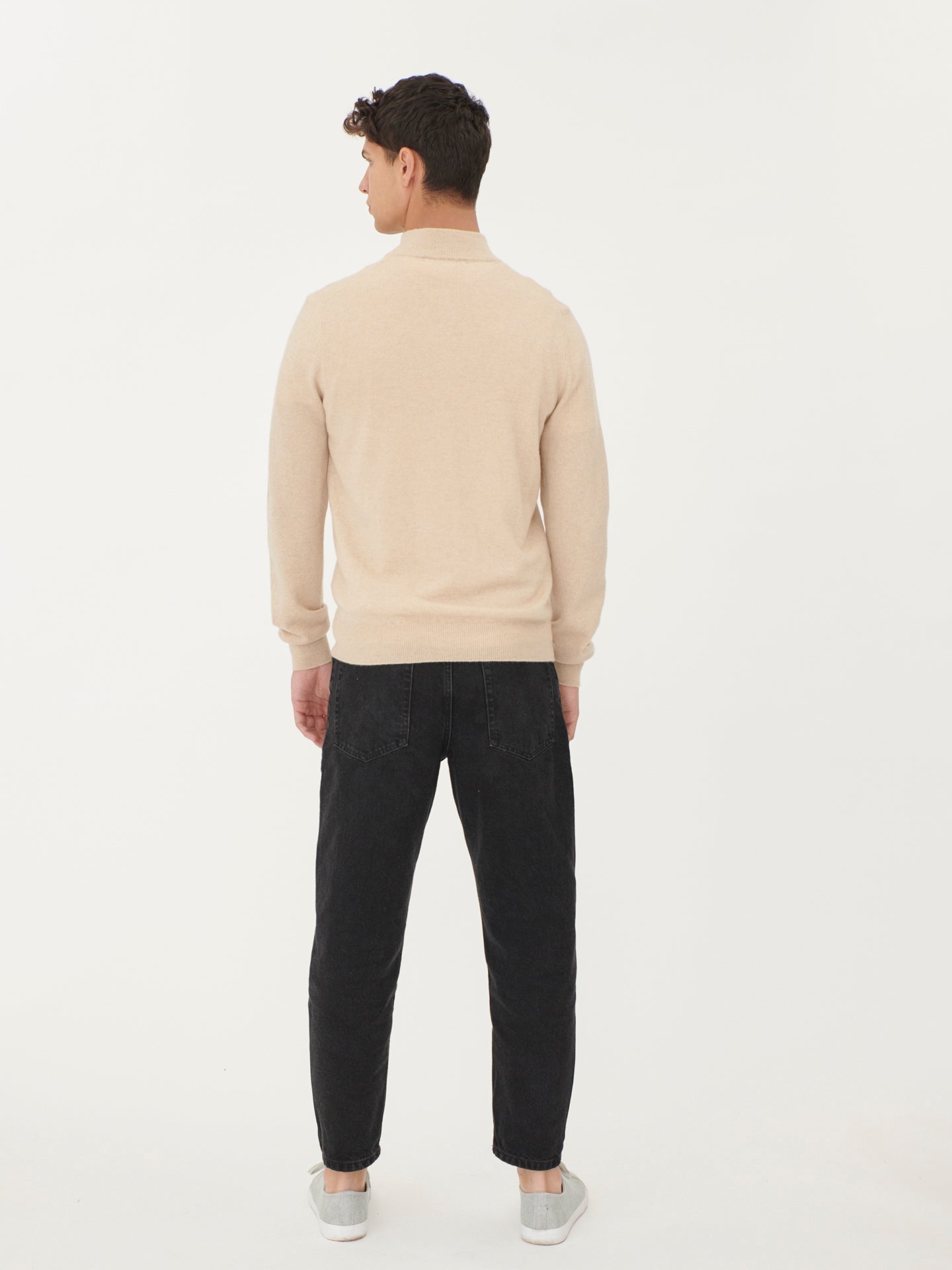 Pull polo demi zippé pour homme , couleur Taupe - Gobi Cashmere