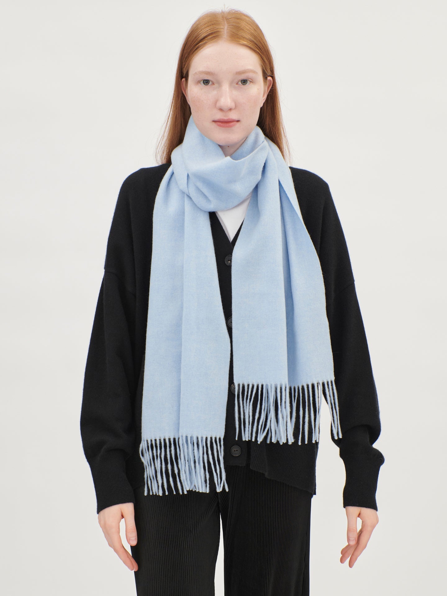 Écharpe avec franges en Cachemire pour unisex Marin - Gobi Cashmere