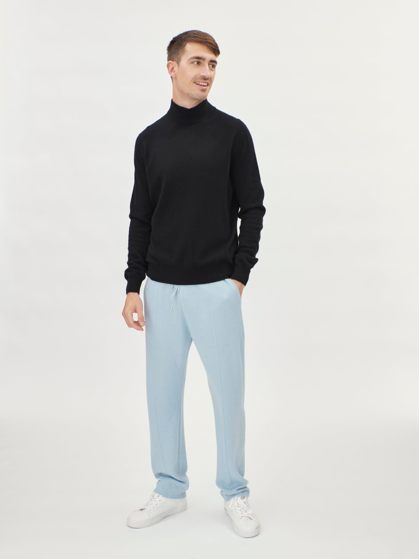 Col haut homme en Cachemire Noir - Gobi Cashmere
