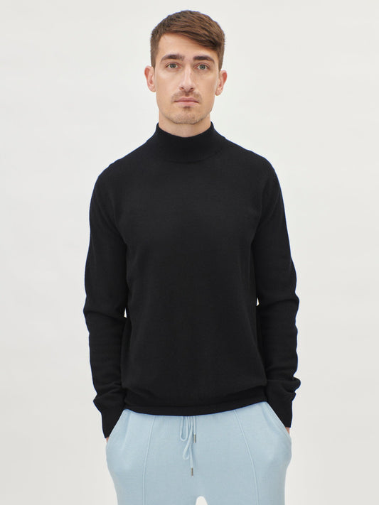Col haut homme en Cachemire Noir - Gobi Cashmere