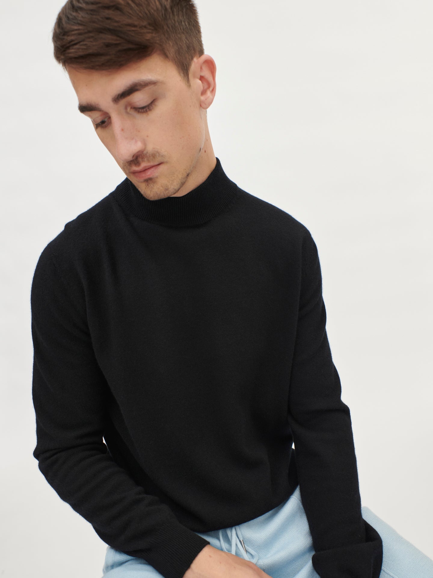 Col haut homme en Cachemire Noir - Gobi Cashmere