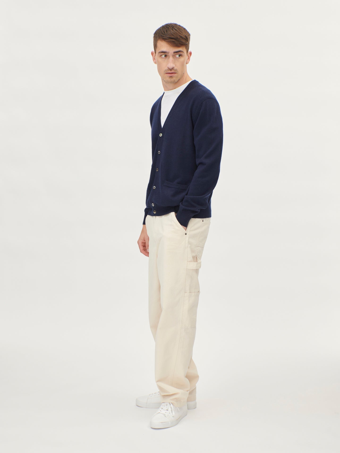 Cardigan a col V en Cachemire pour hommes Marin - Gobi Cashmere