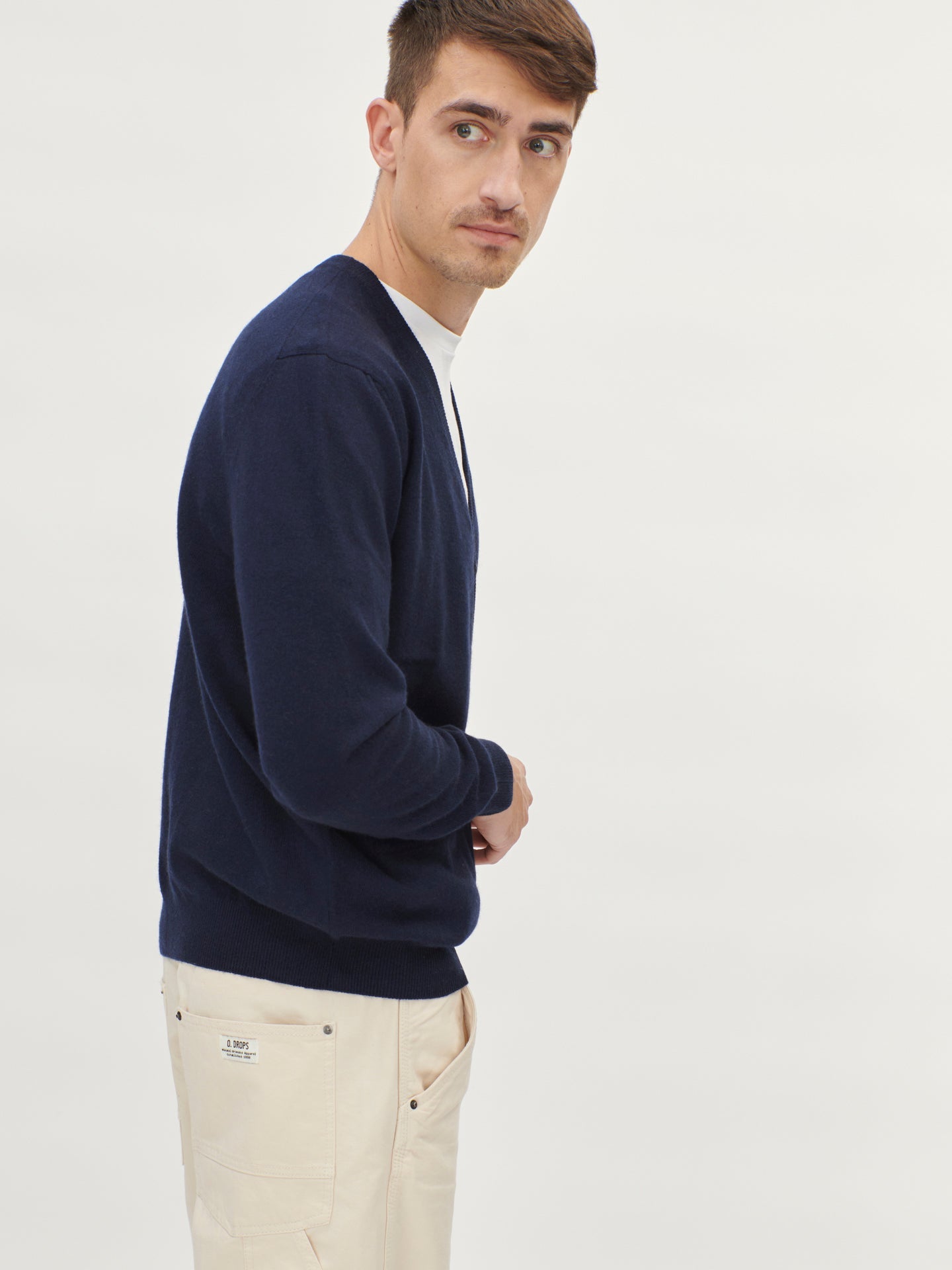 Cardigan a col V en Cachemire pour hommes Marin - Gobi Cashmere