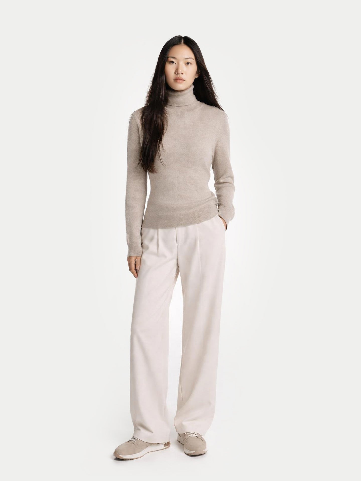 Pull col roulé en cachemire Essential pour femmes Couleur Organique