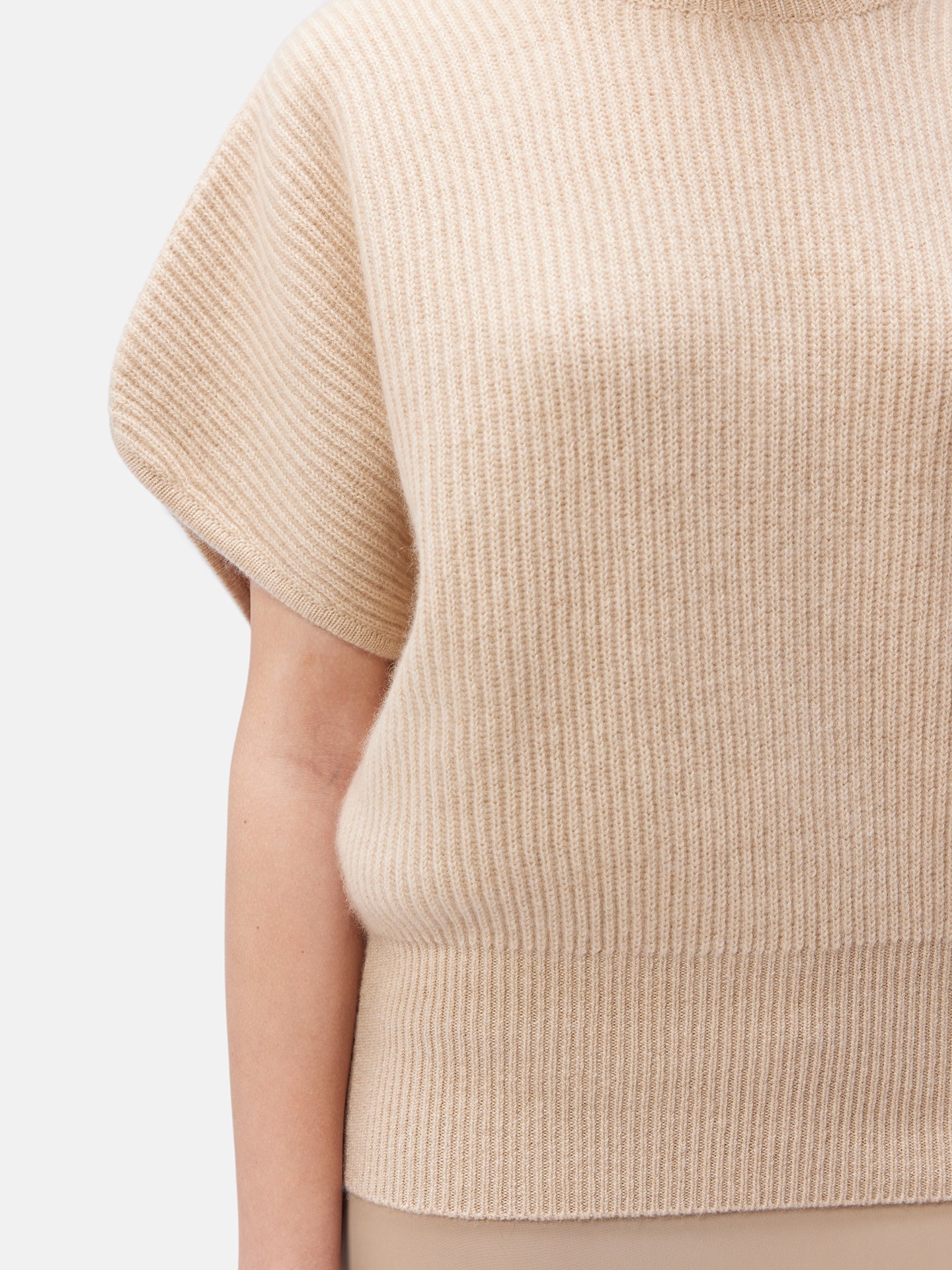 Responsible Cashmere-Col roulé à manches courte en cachemire
