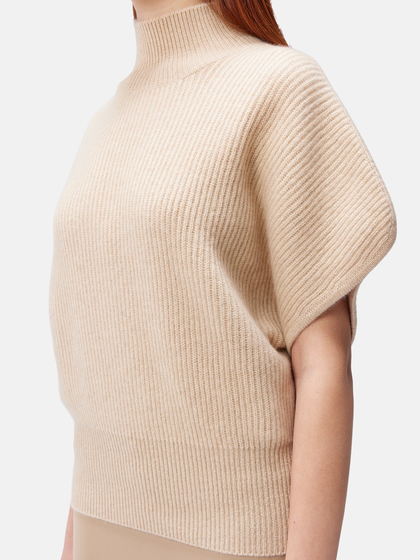 Responsible Cashmere-Col roulé à manches courte en cachemire