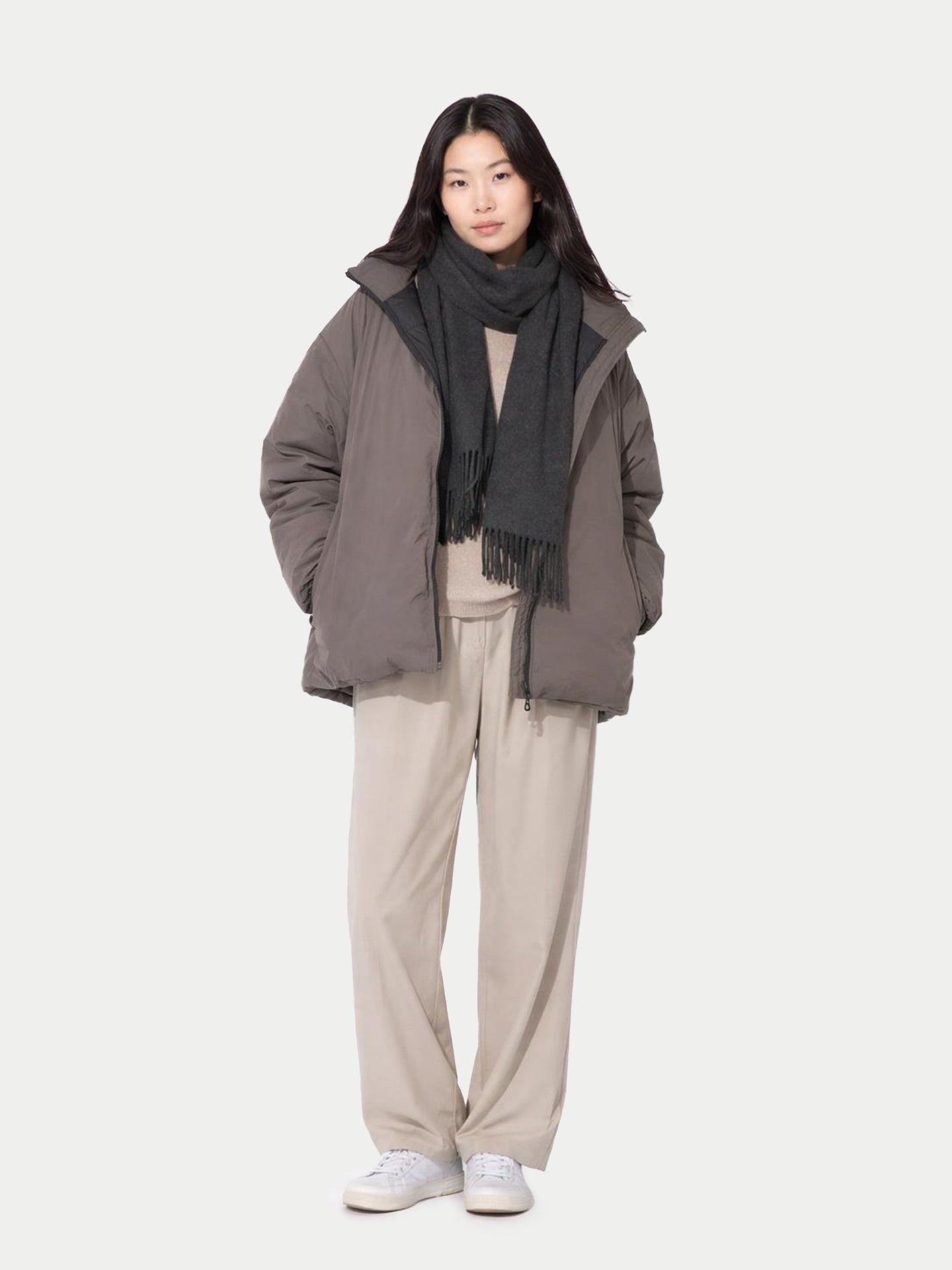 Écharpe avec franges en cachemire pour unisex Gris Taupe - Gobi Cashmere