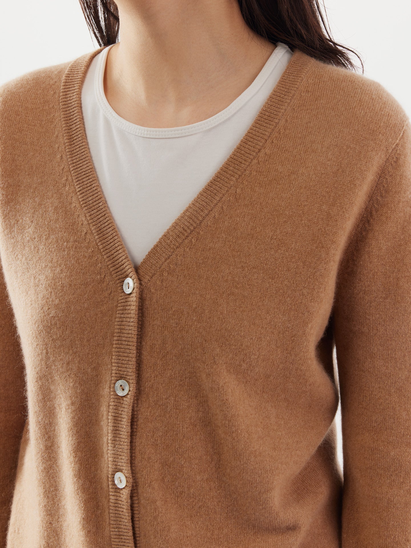 Cardigan col en V en Cachemire pour femmes marron - Gobi Cashmere