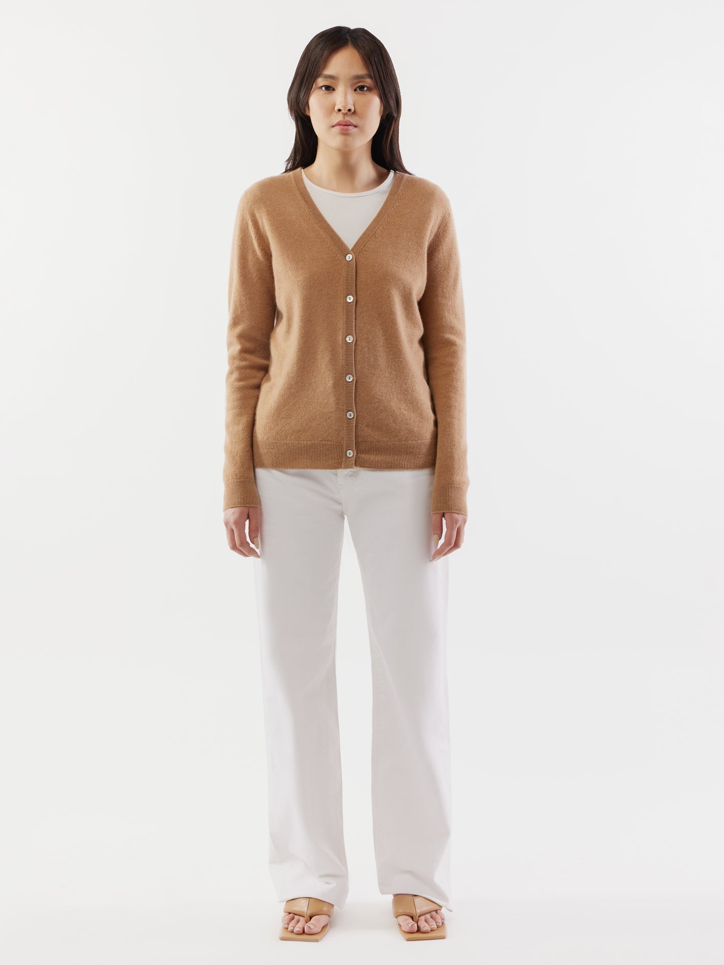 Cardigan col en V en Cachemire pour femmes marron - Gobi Cashmere