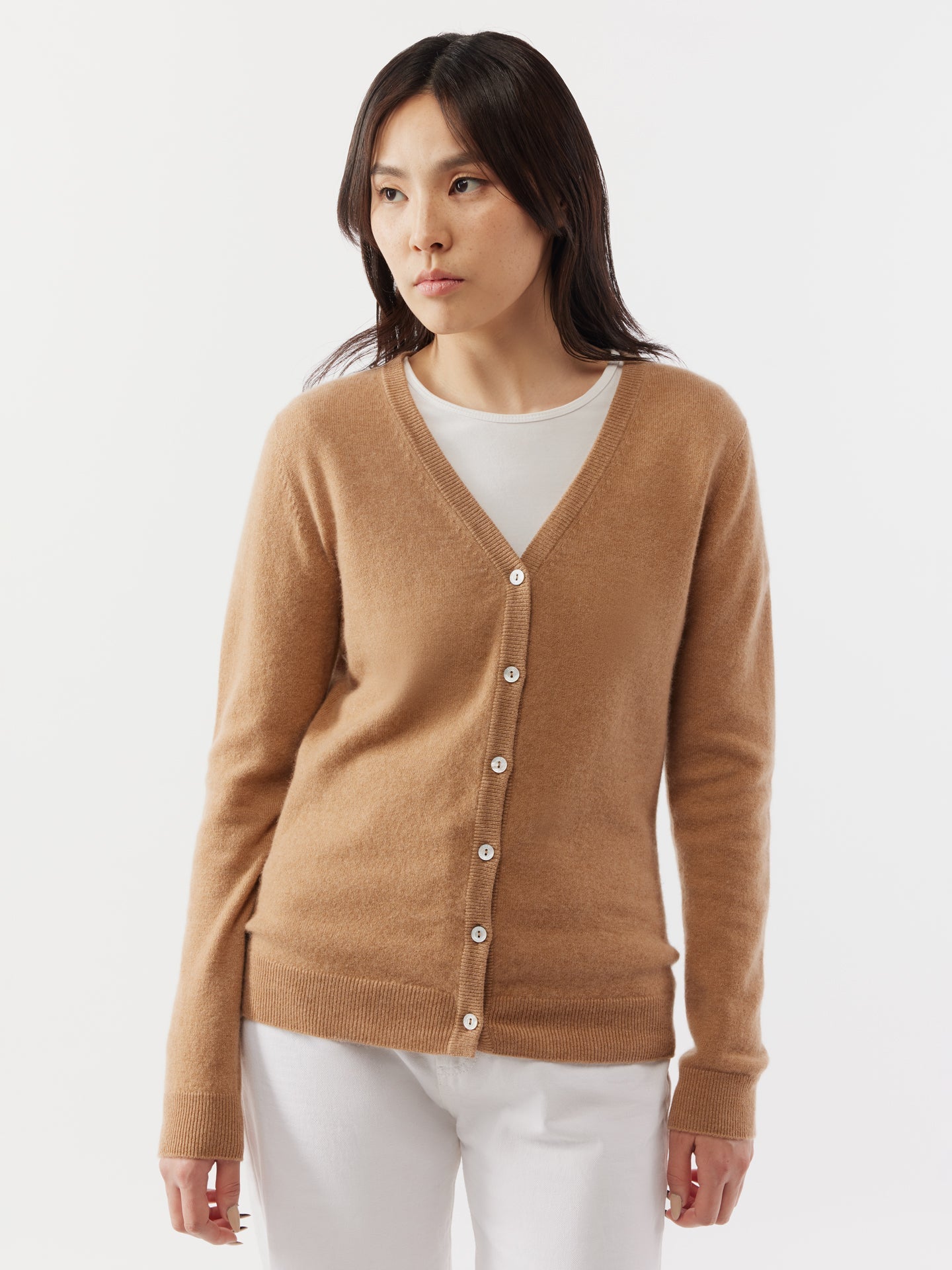 Cardigan col en V en Cachemire pour femmes marron - Gobi Cashmere