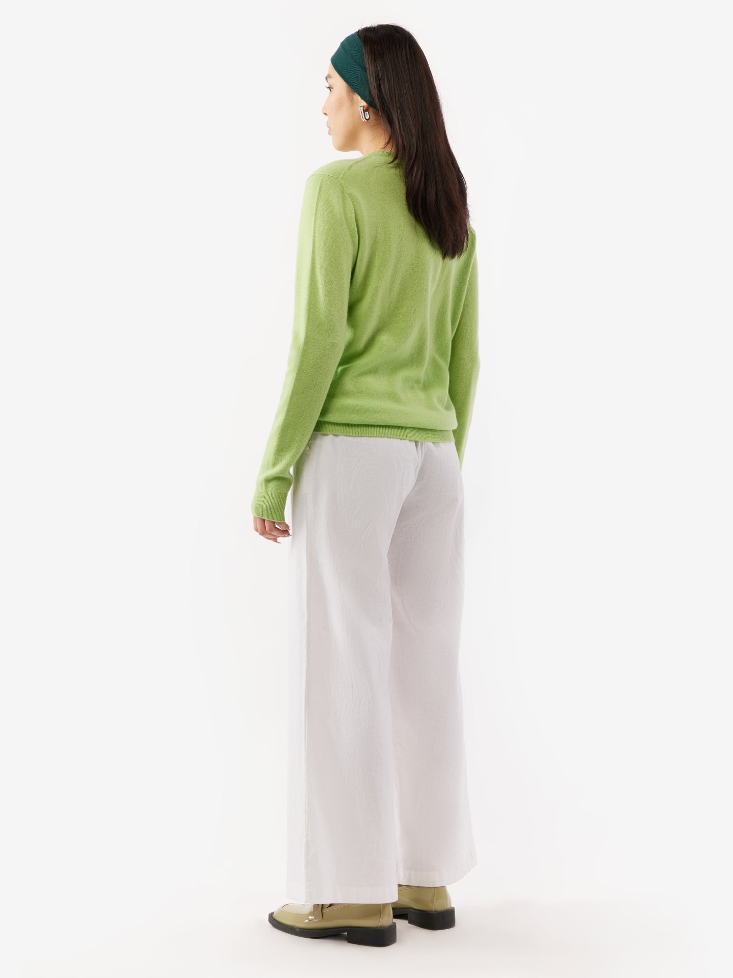 Cardigan col rond en Cachemire pour femmes vert - Gobi Cashmere