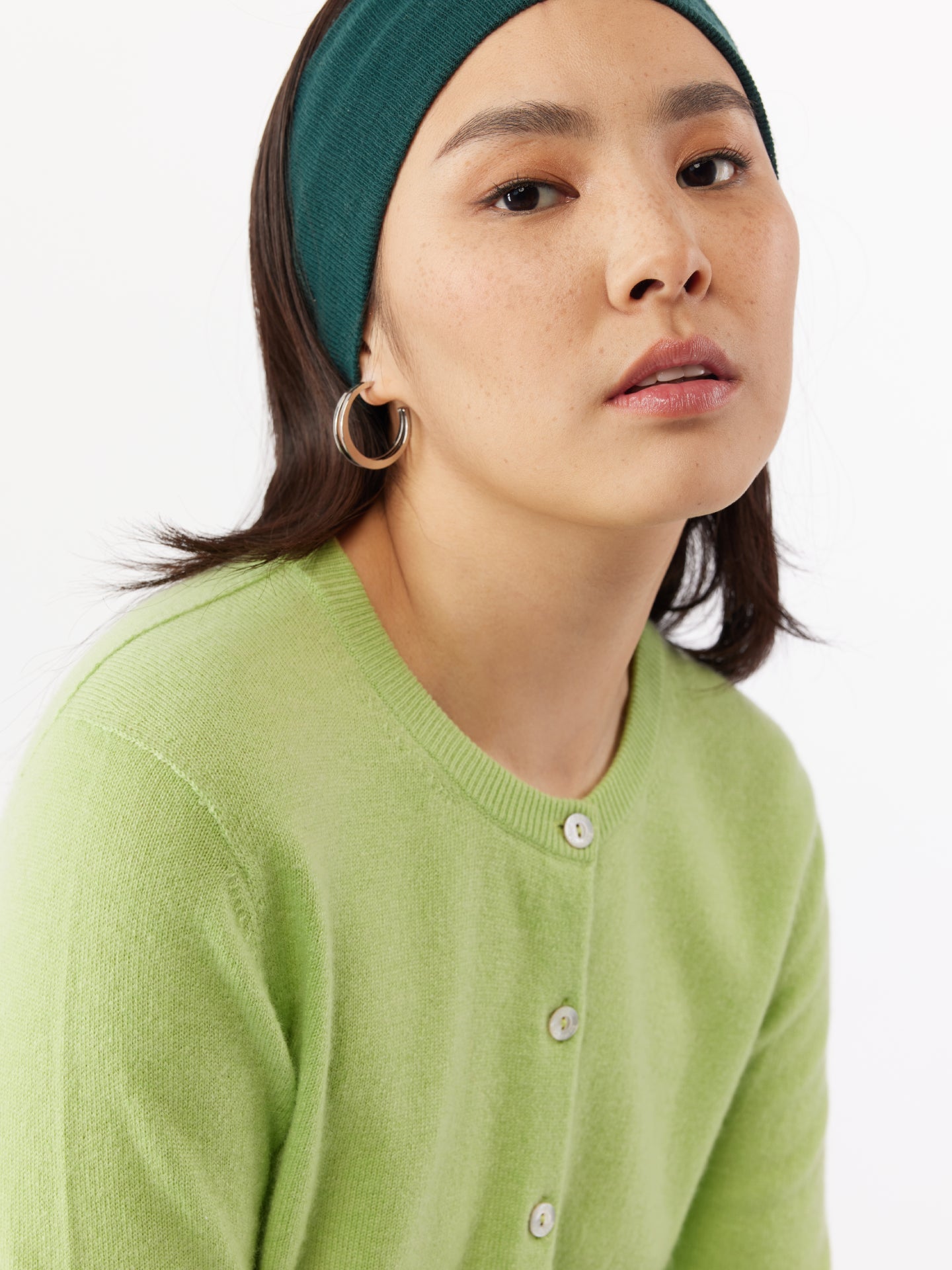 Cardigan col rond en Cachemire pour femmes vert - Gobi Cashmere