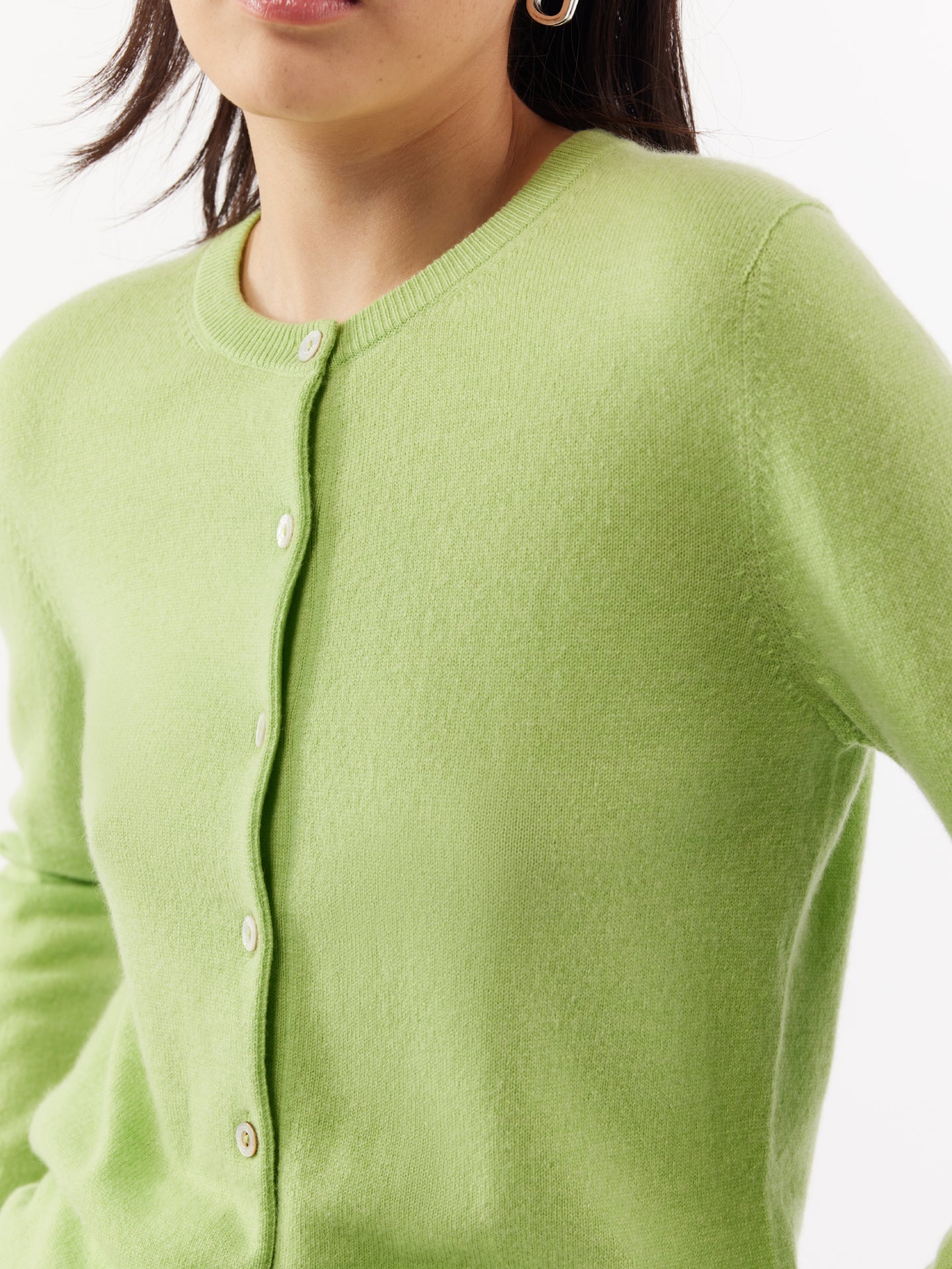 Cardigan col rond en Cachemire pour femmes vert - Gobi Cashmere