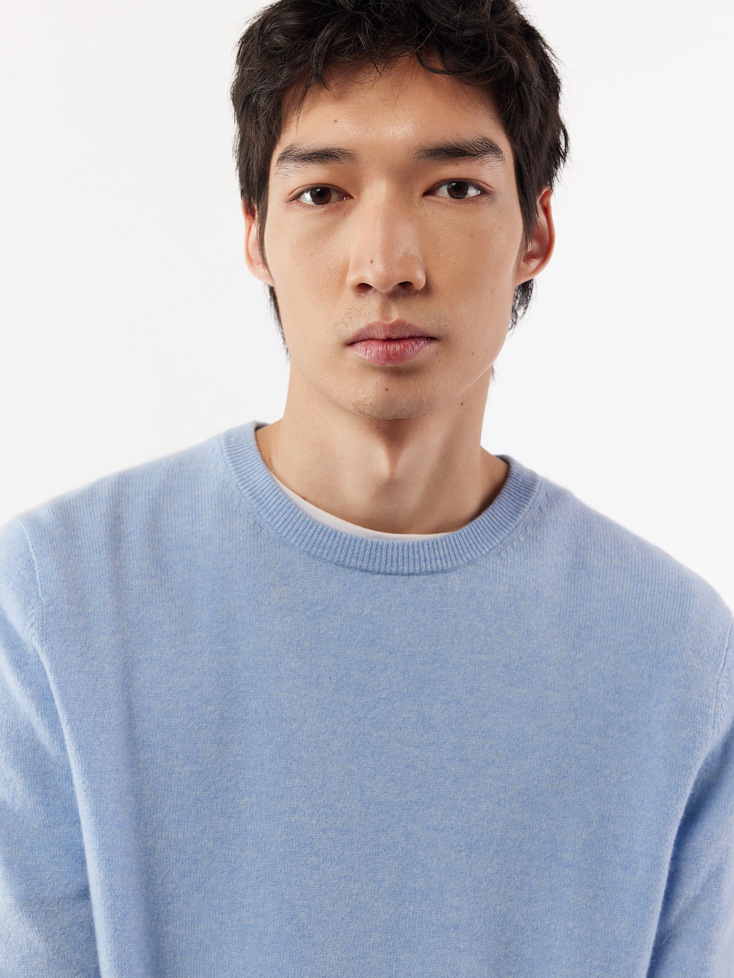Pull col rond en Cachemire pour hommes Blanc - Gobi Cashmere