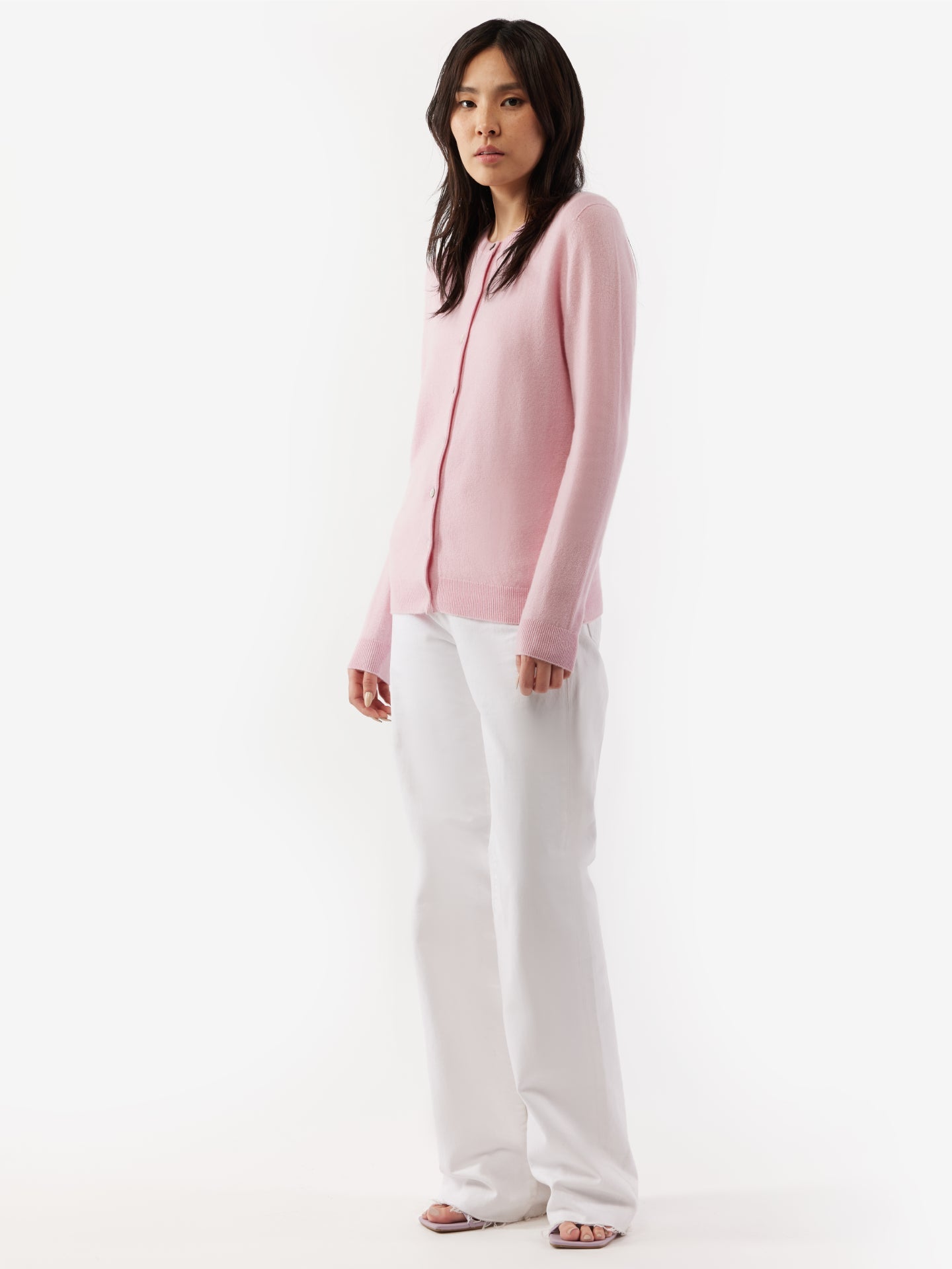 Cardigan col rond en Cachemire pour femmes rose - Gobi Cashmere