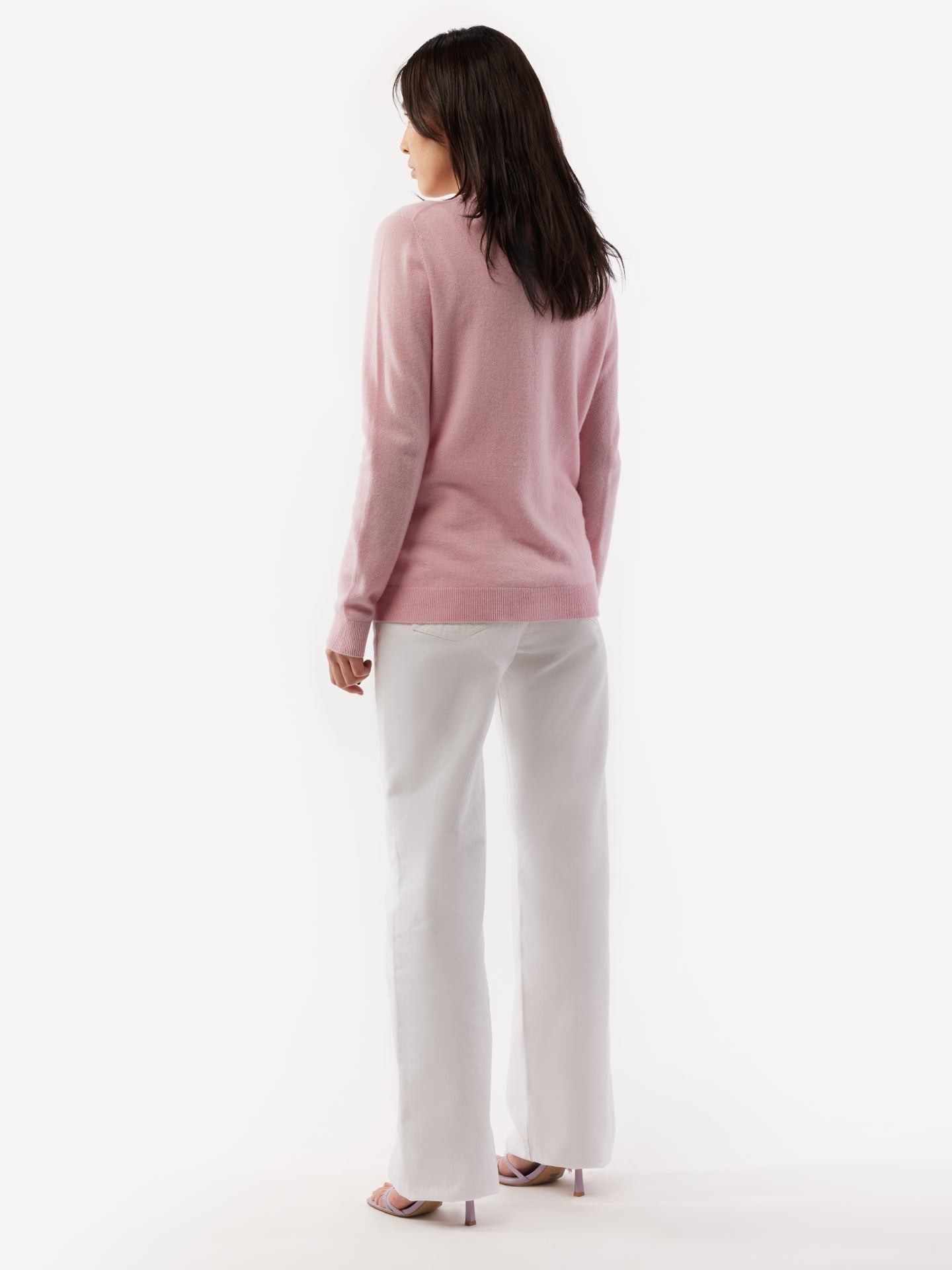 Cardigan col rond en Cachemire pour femmes rose - Gobi Cashmere