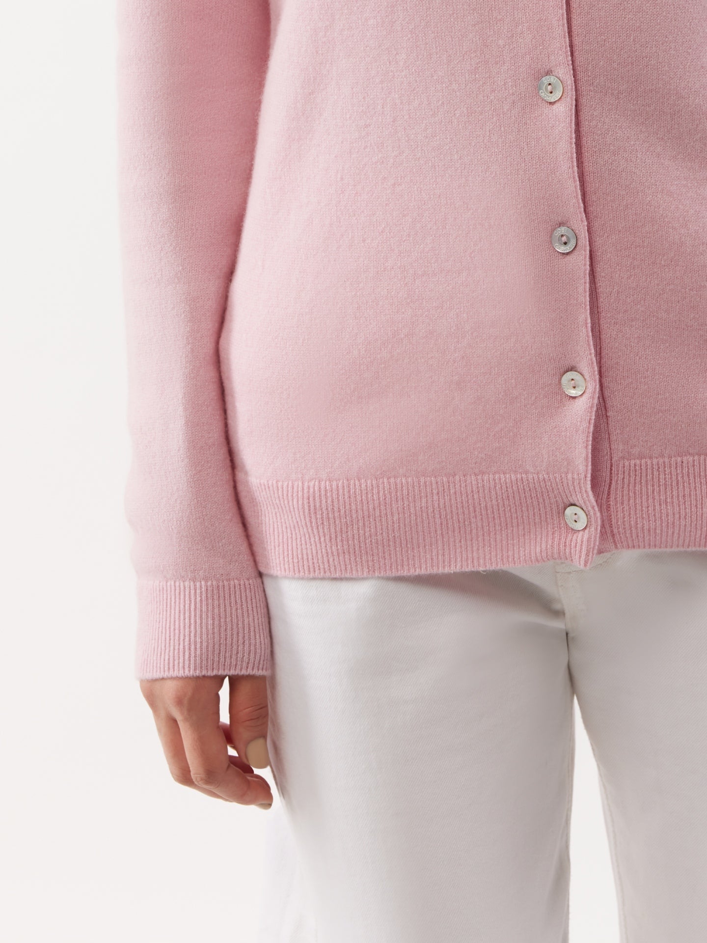 Cardigan col rond en Cachemire pour femmes rose - Gobi Cashmere