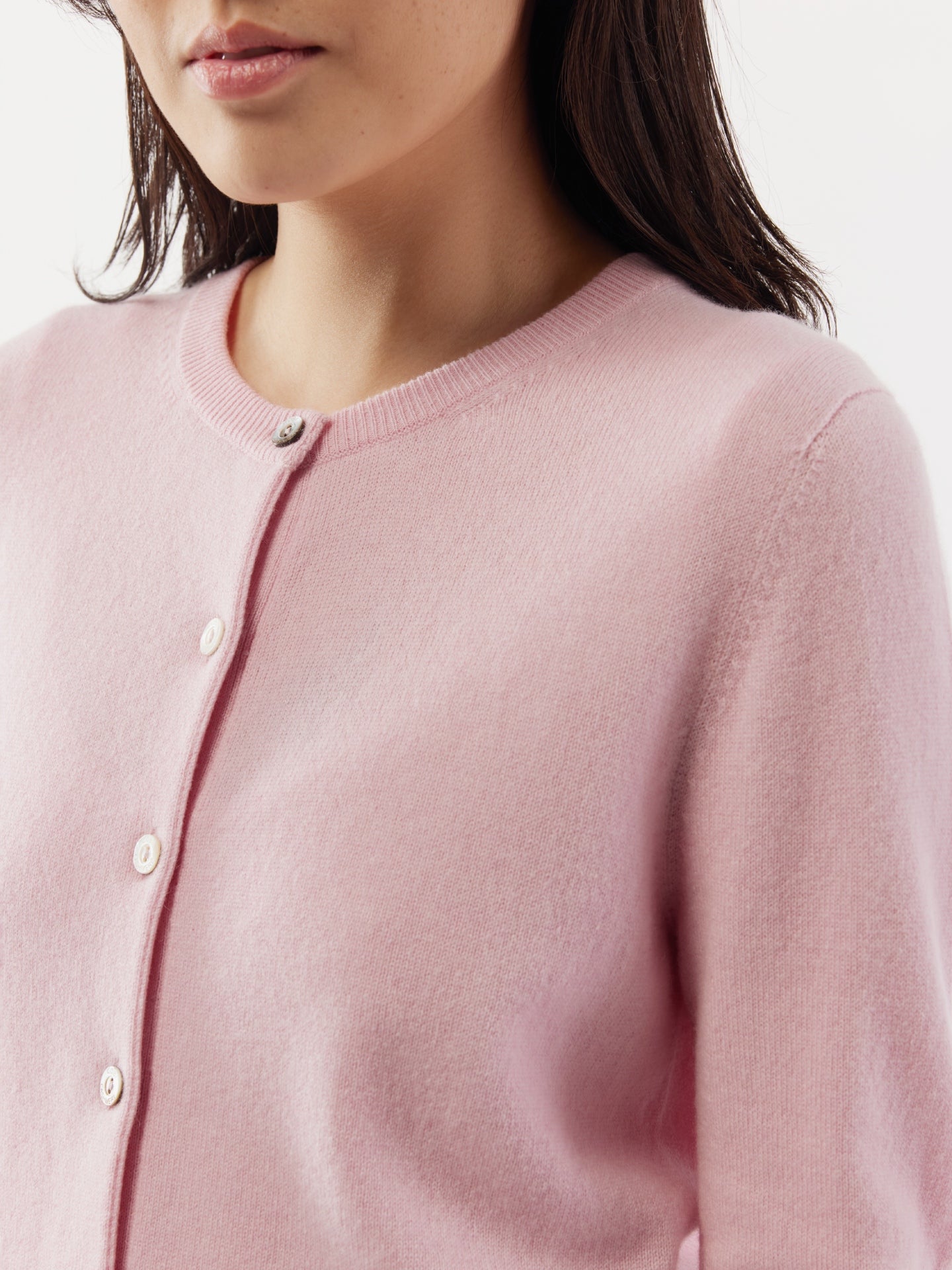 Cardigan col rond en Cachemire pour femmes rose - Gobi Cashmere