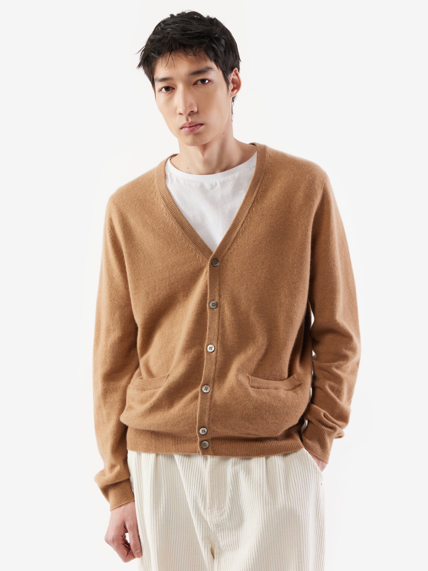 Cardigan a col V en Cachemire pour hommes Marron - Gobi Cashmere