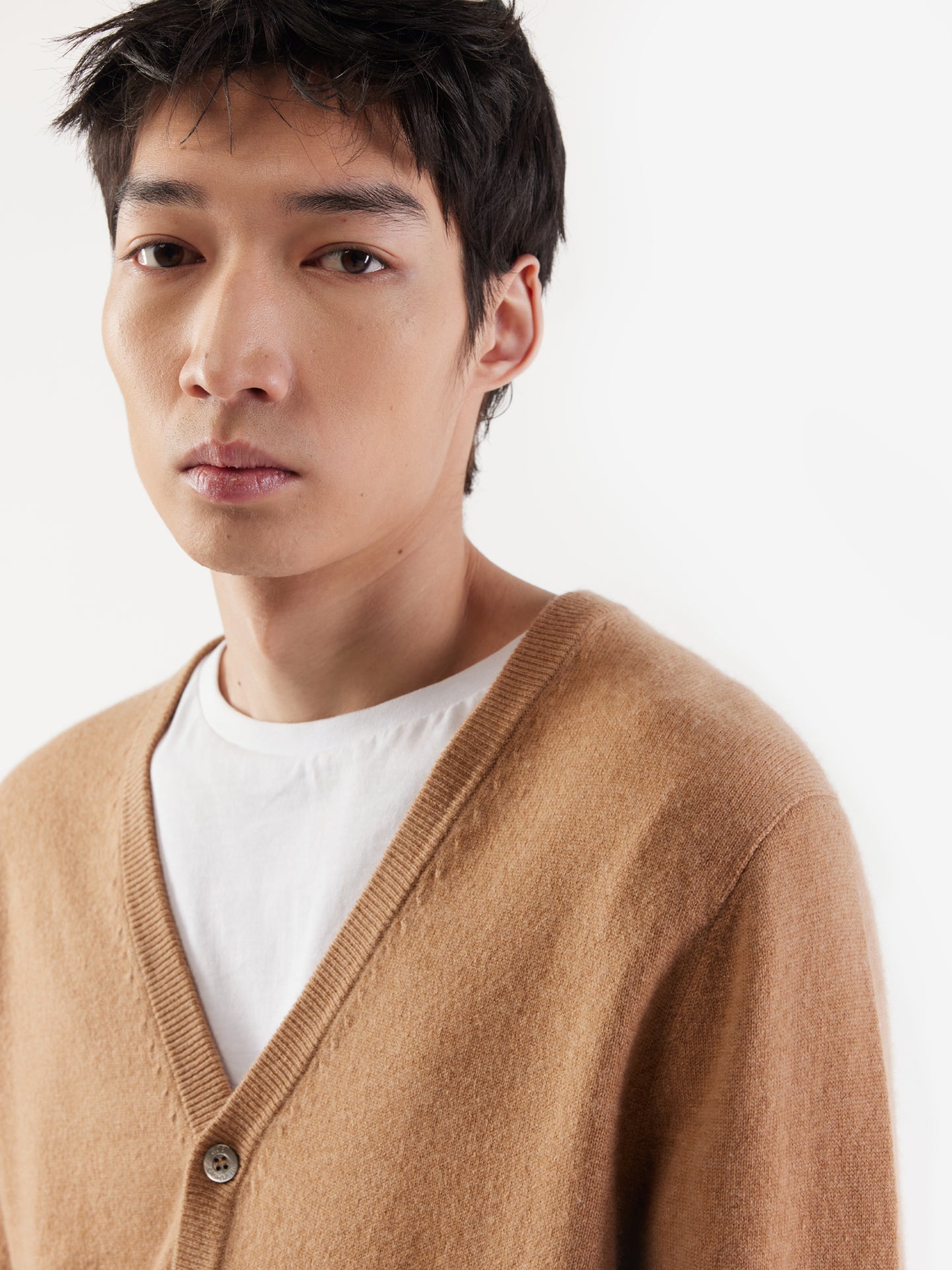Cardigan a col V en Cachemire pour hommes Marron - Gobi Cashmere