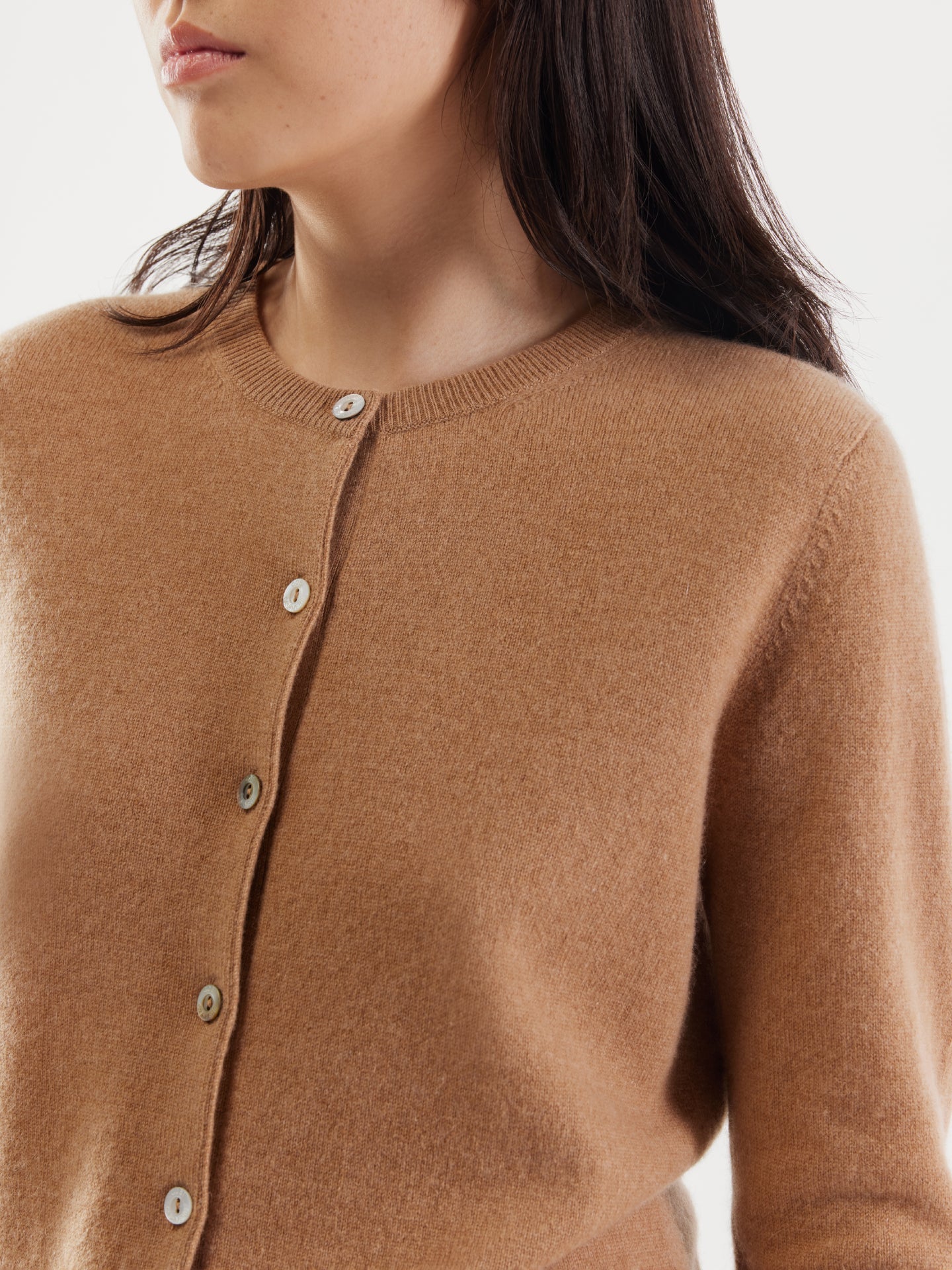 Cardigan col rond en Cachemire pour femmes marron - Gobi Cashmere