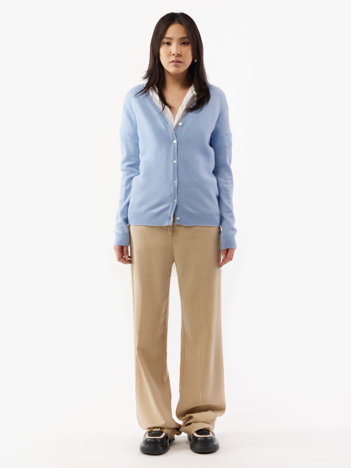 Cardigan col en V en Cachemire pour femmes Marin - Gobi Cashmere