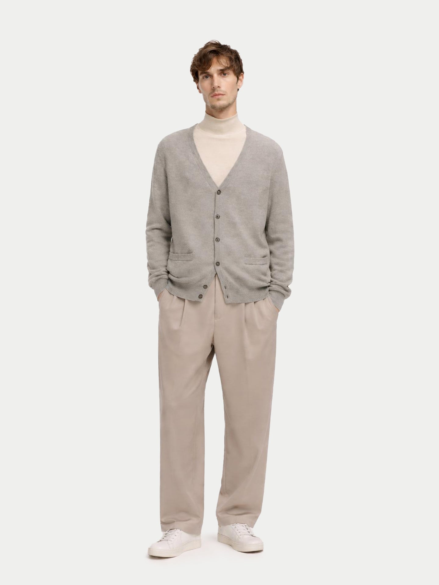 Cardigan col en V en cachemire Essential pour hommes