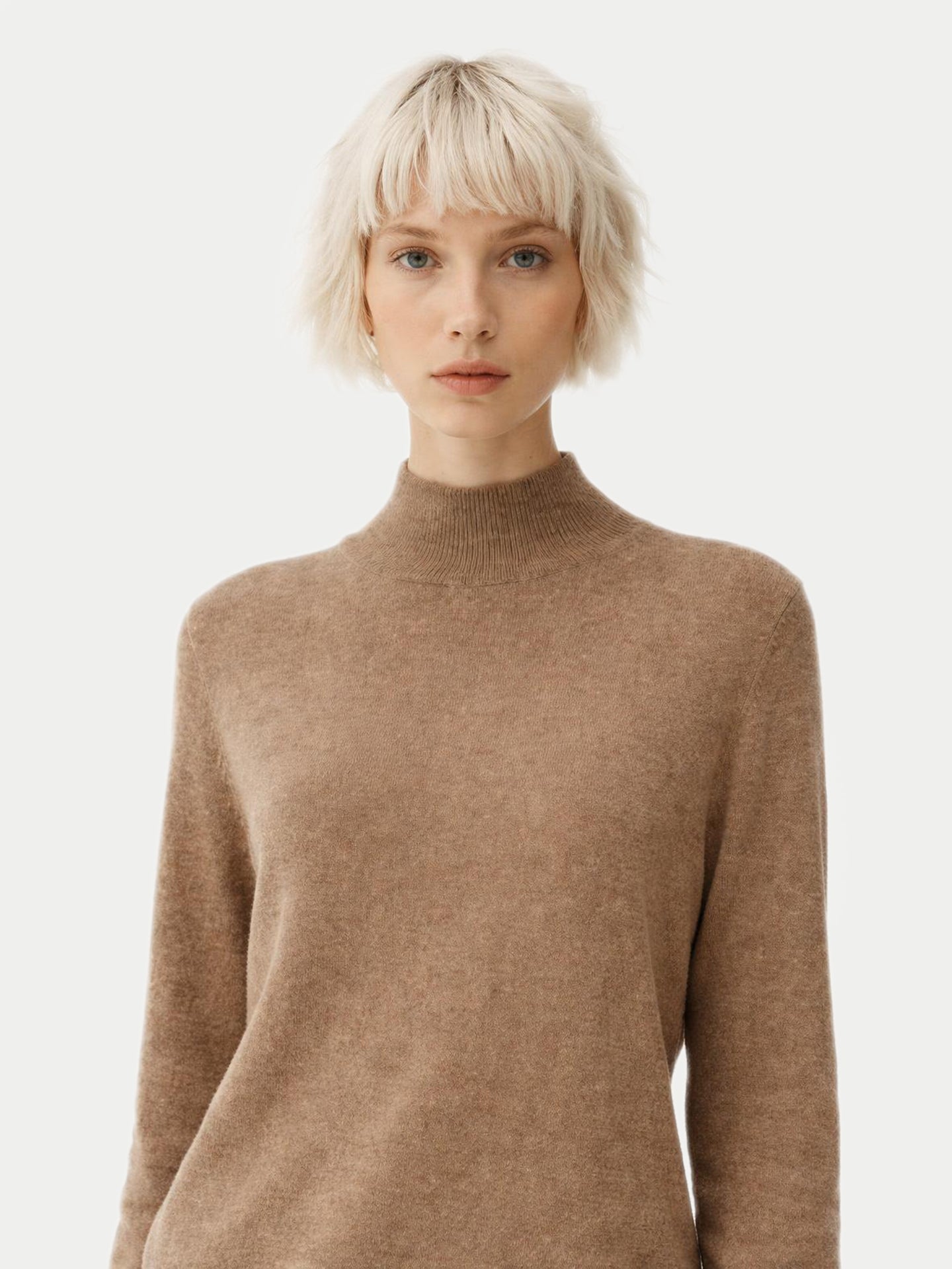 Pull col haut en cachemire Essential pour femmes Couleur Organique Taupe - Gobi Cashmere
