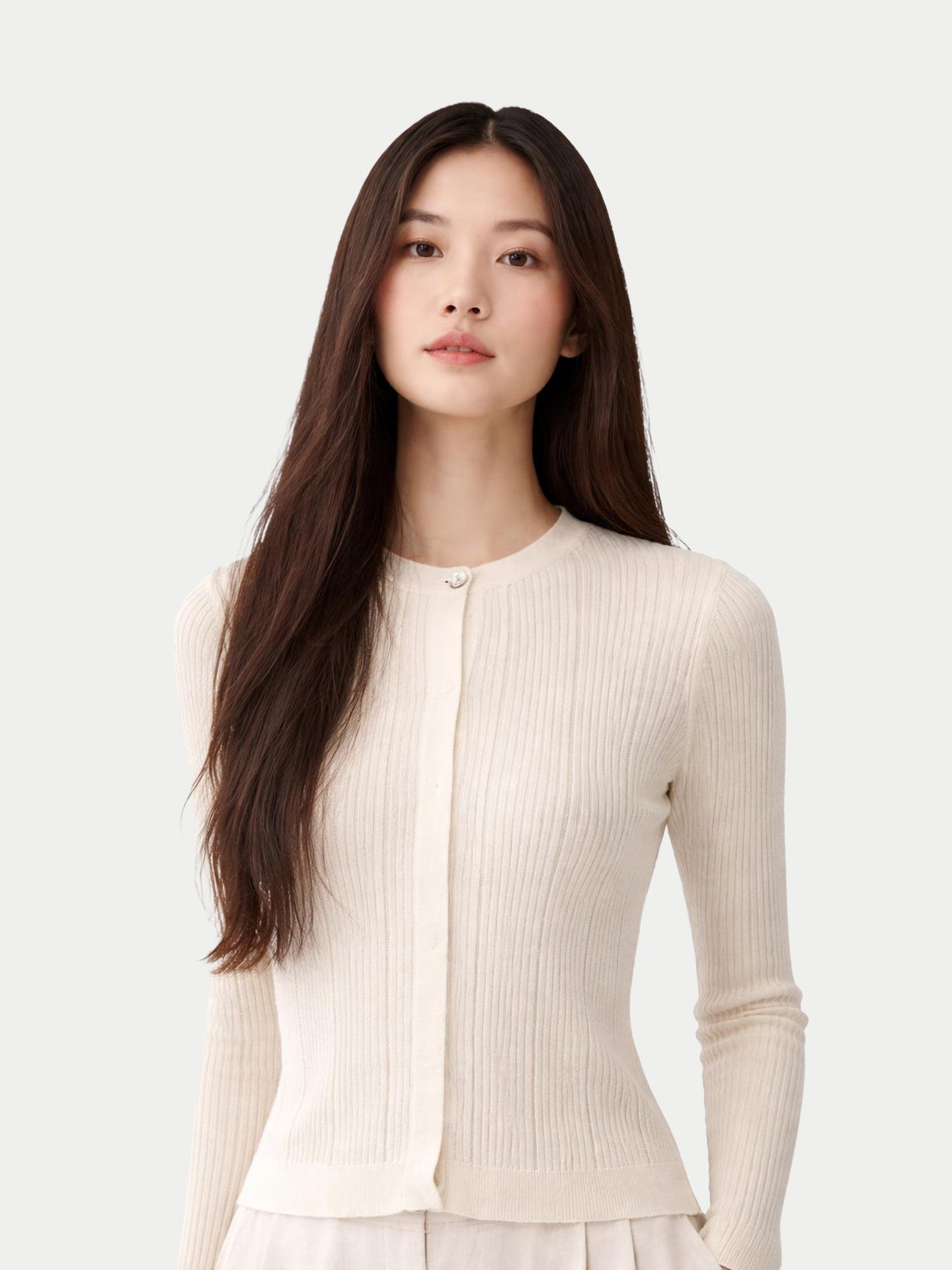 Cardigan en soie de cachemire à boutons cachés