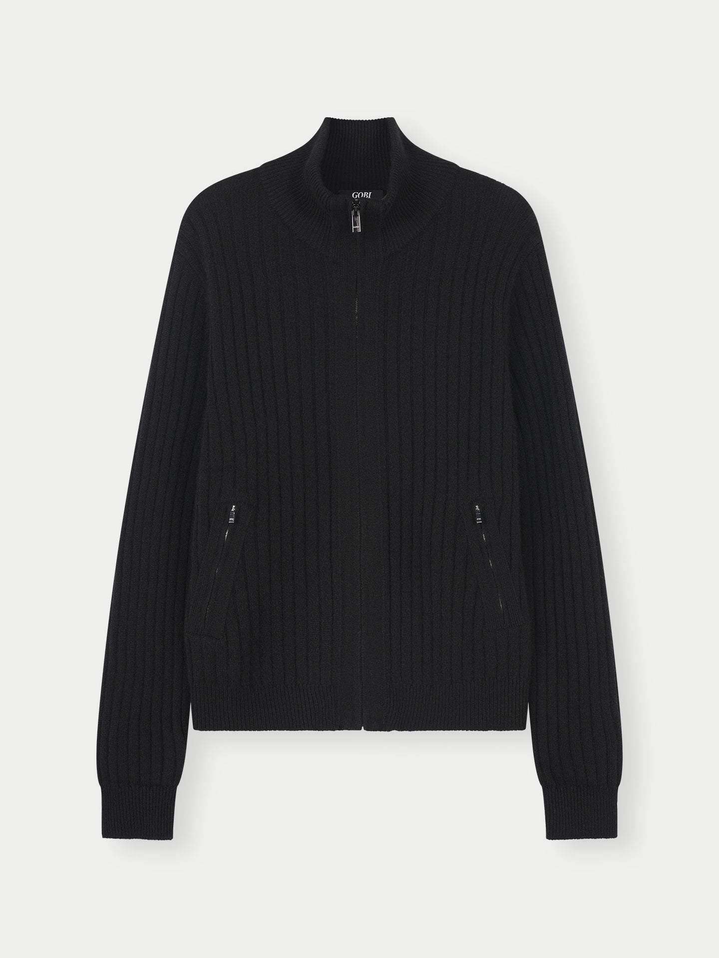 Cardigan à fermeture éclair Noir - Gobi Cashmere