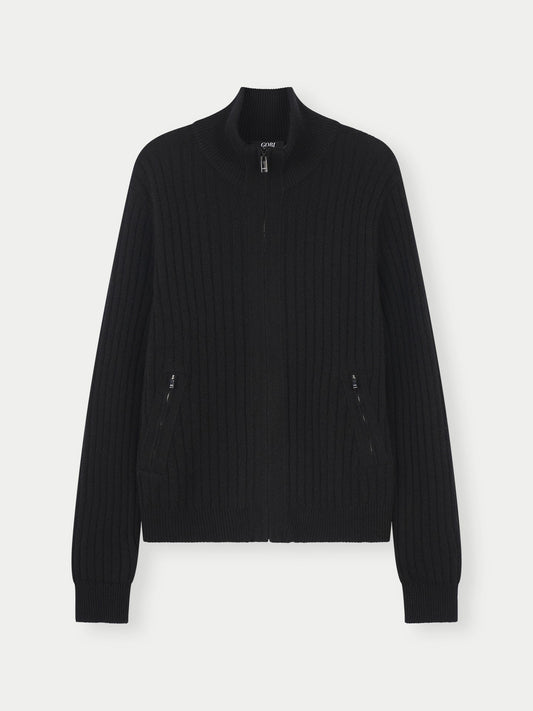 Cardigan à fermeture éclair Noir - Gobi Cashmere