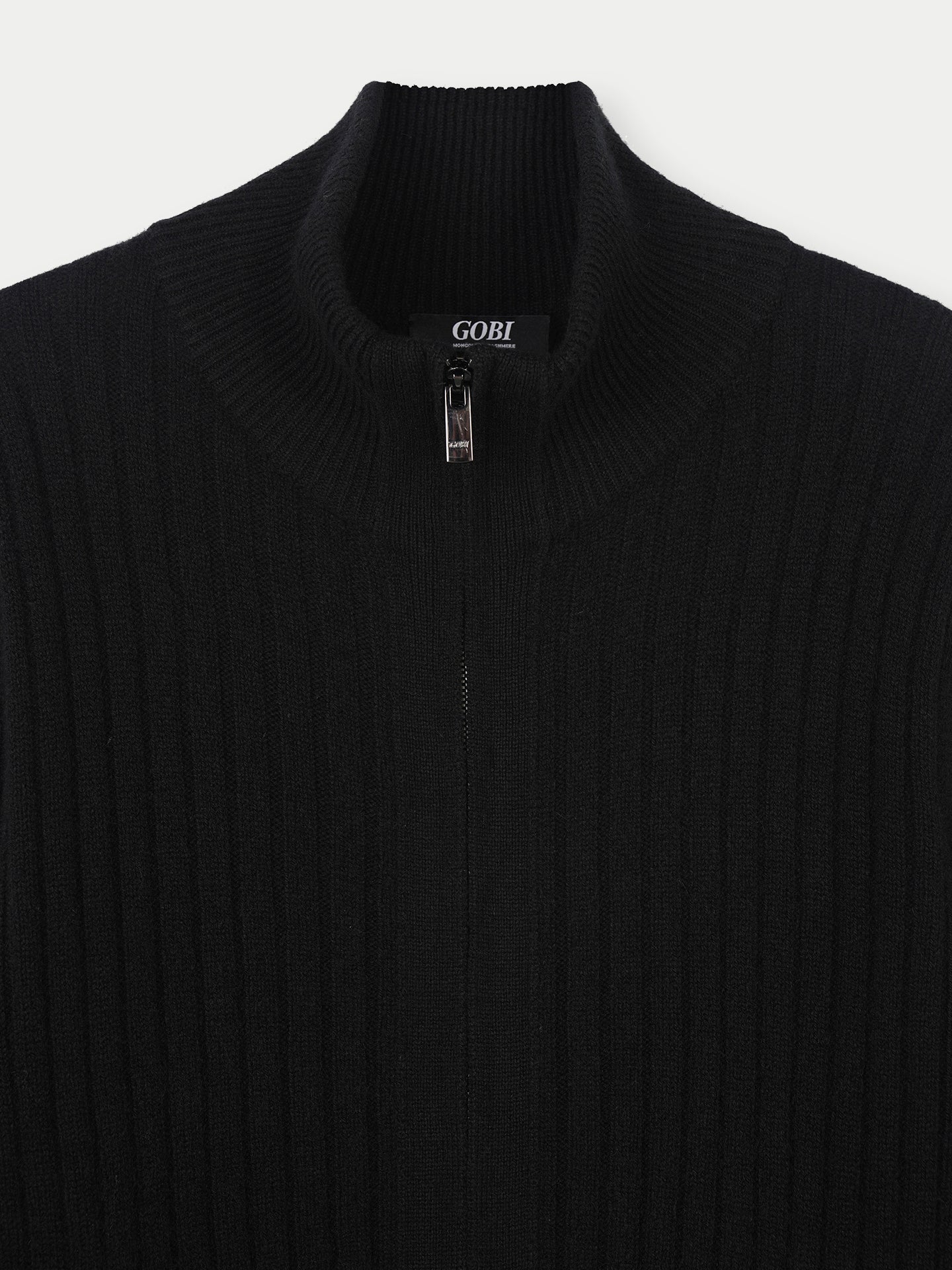 Cardigan à fermeture éclair Noir - Gobi Cashmere
