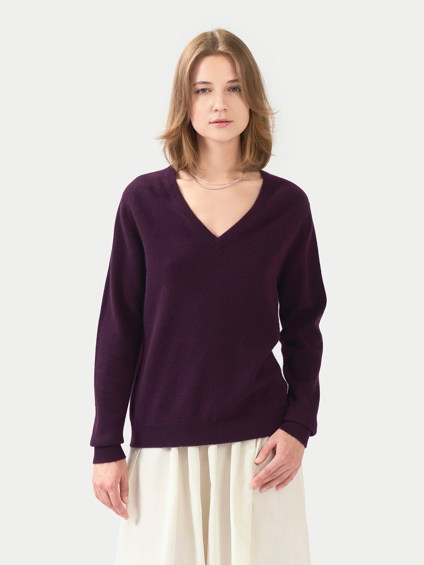 Pull col en V en cachemire Essential pour femmes