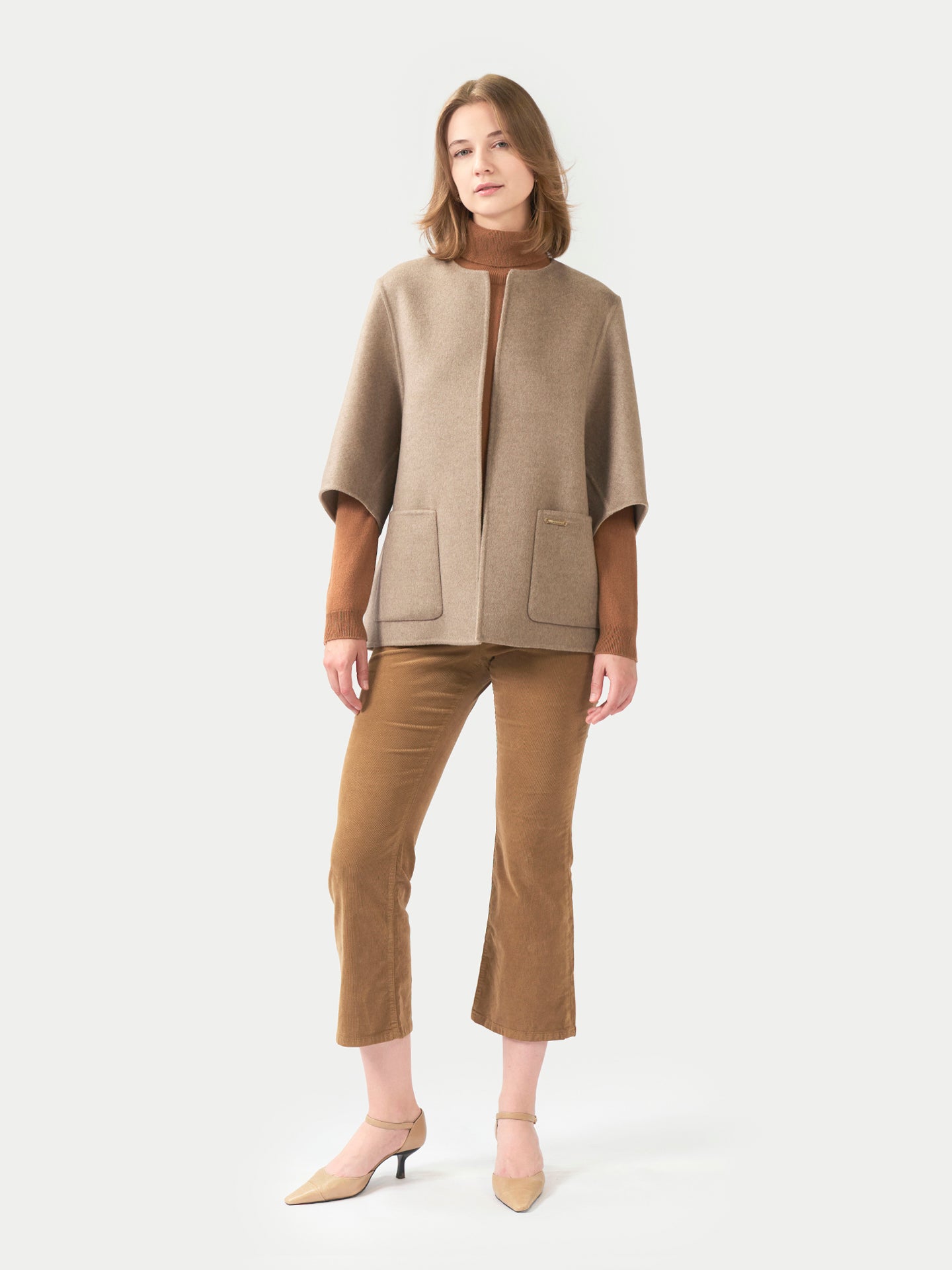 Veste Poncho en Cachemire Taupe | GOBI FR