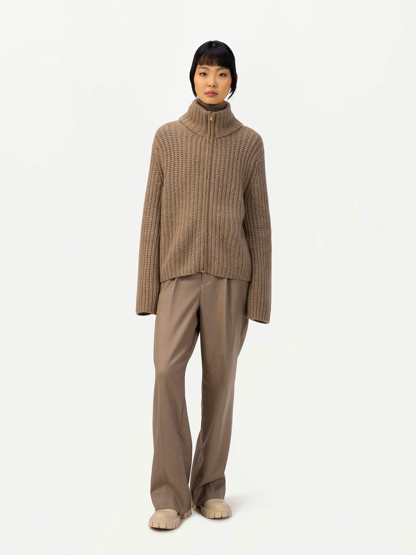 Cardigan en cachemire avec fermeture éclair - GOBI Touch of Nature Taupe - Gobi Cashmere 