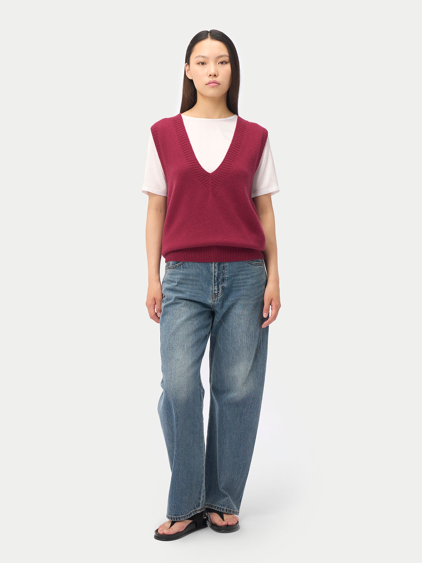 Gilet en cachemire décontracté à col en V pour femme