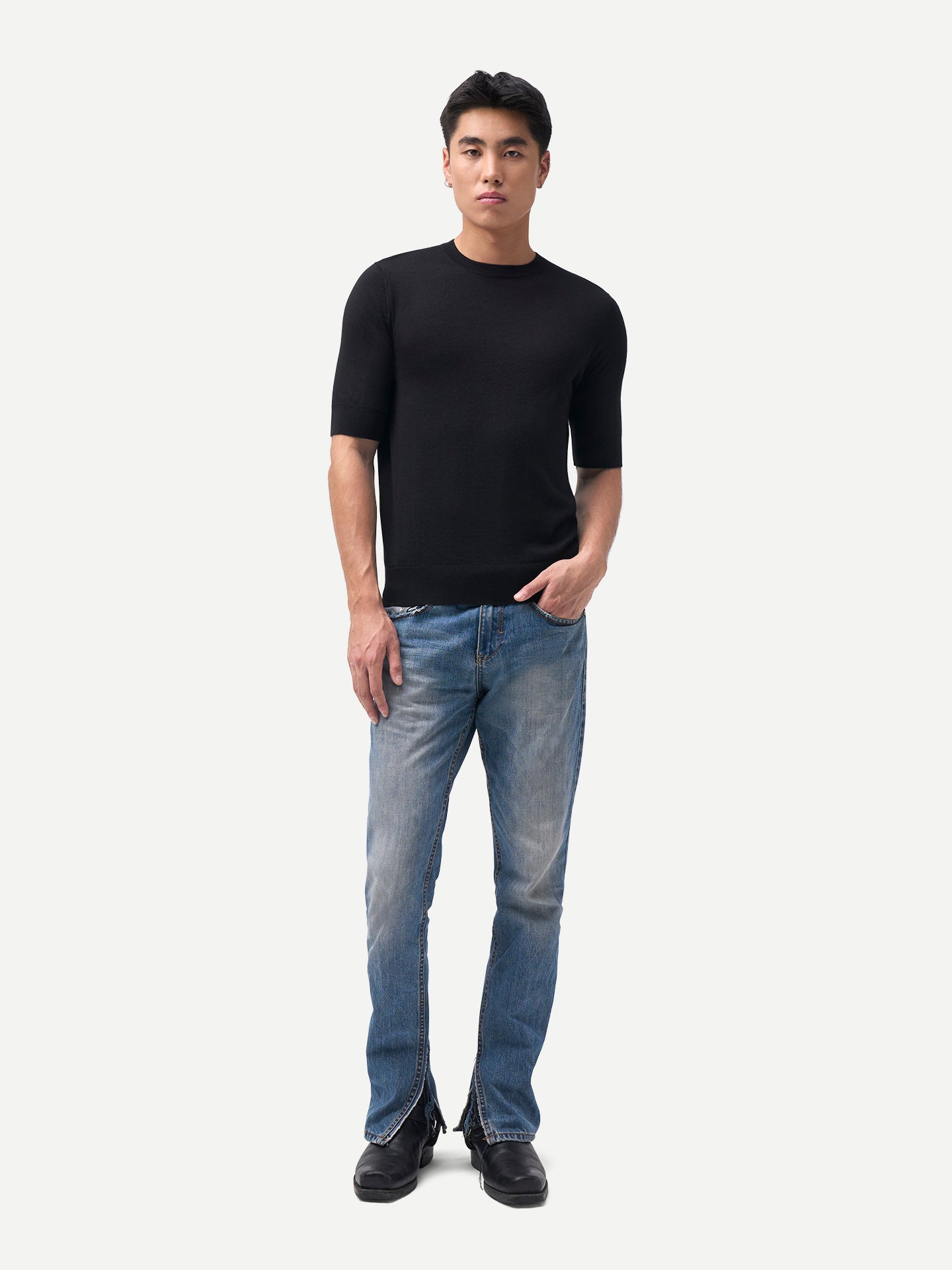 T-shirt en soie et cachemire