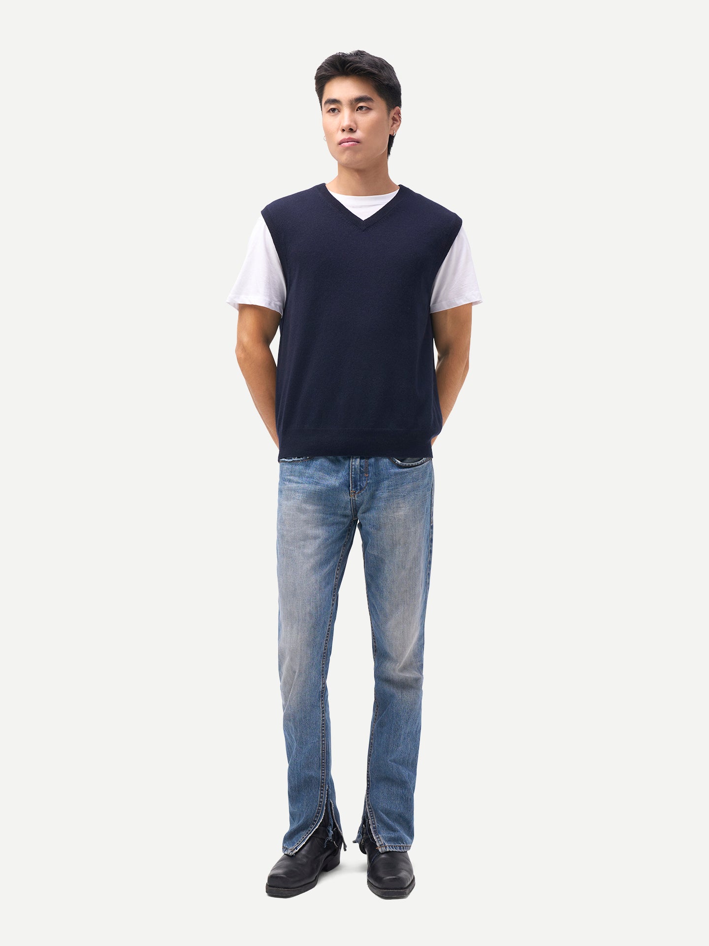 Gilet en cachemire à col en V intemporel