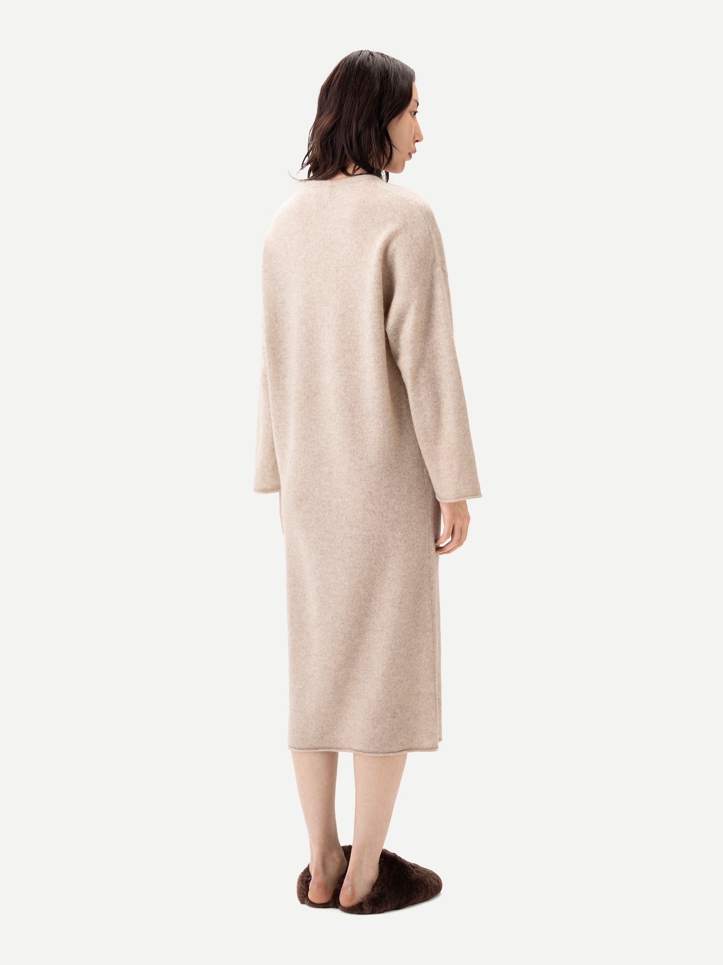 Robe longue femme en cachemire couleur gris chaud | GOBI Cashmere