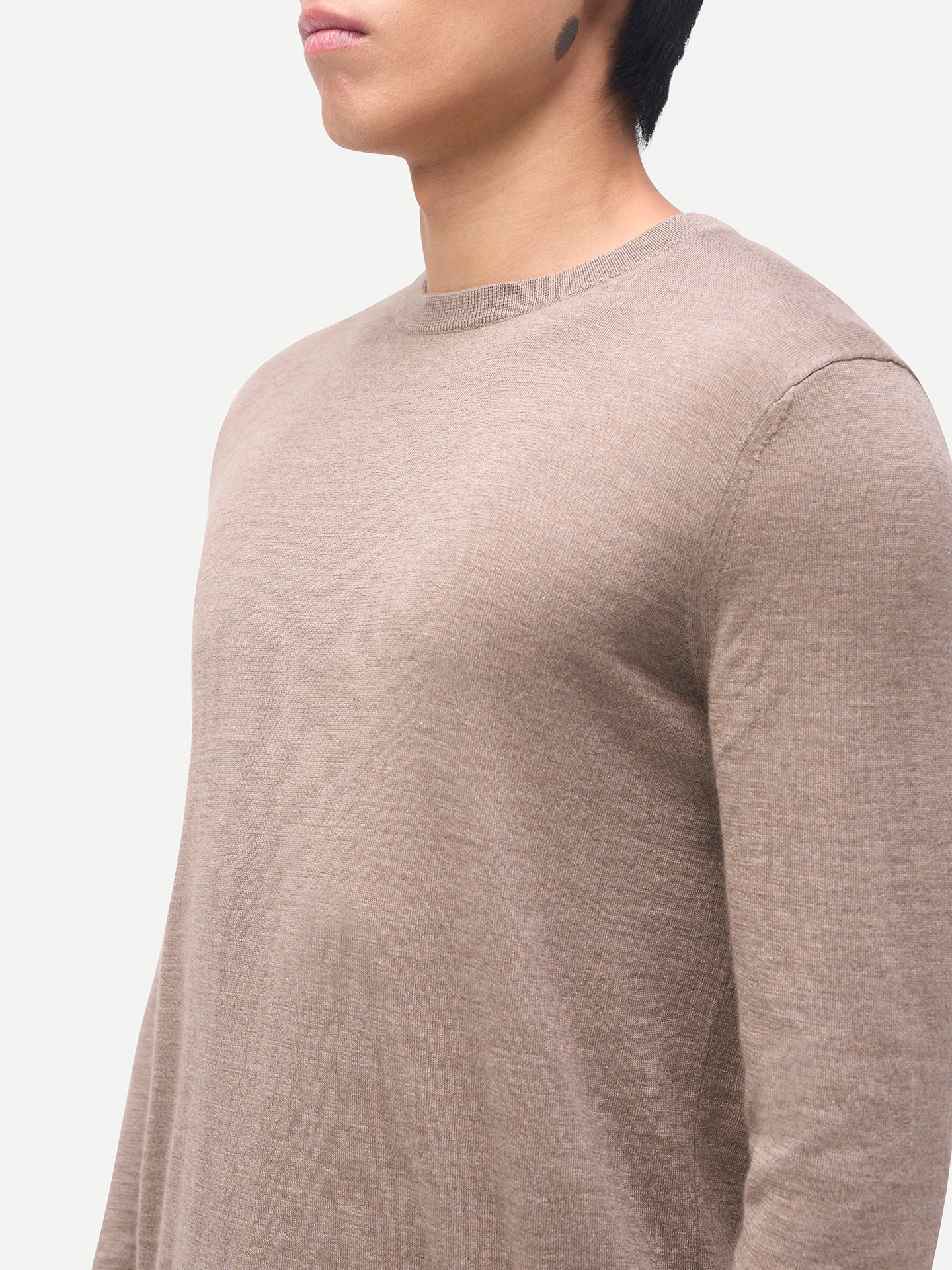 Pull en cachemire et soie à col rond Couleur Organique