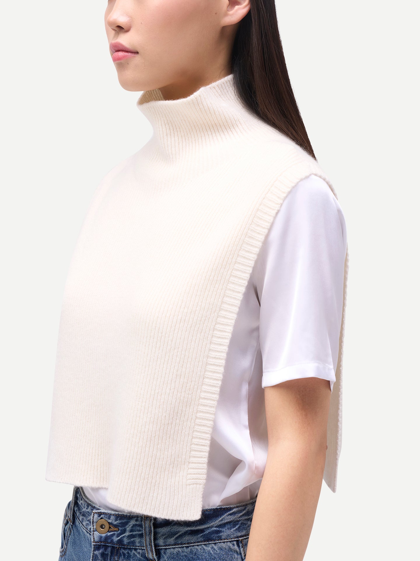 Écharpe col roulé en cachemire unisexe couleur blanc | GOBI Cashmere