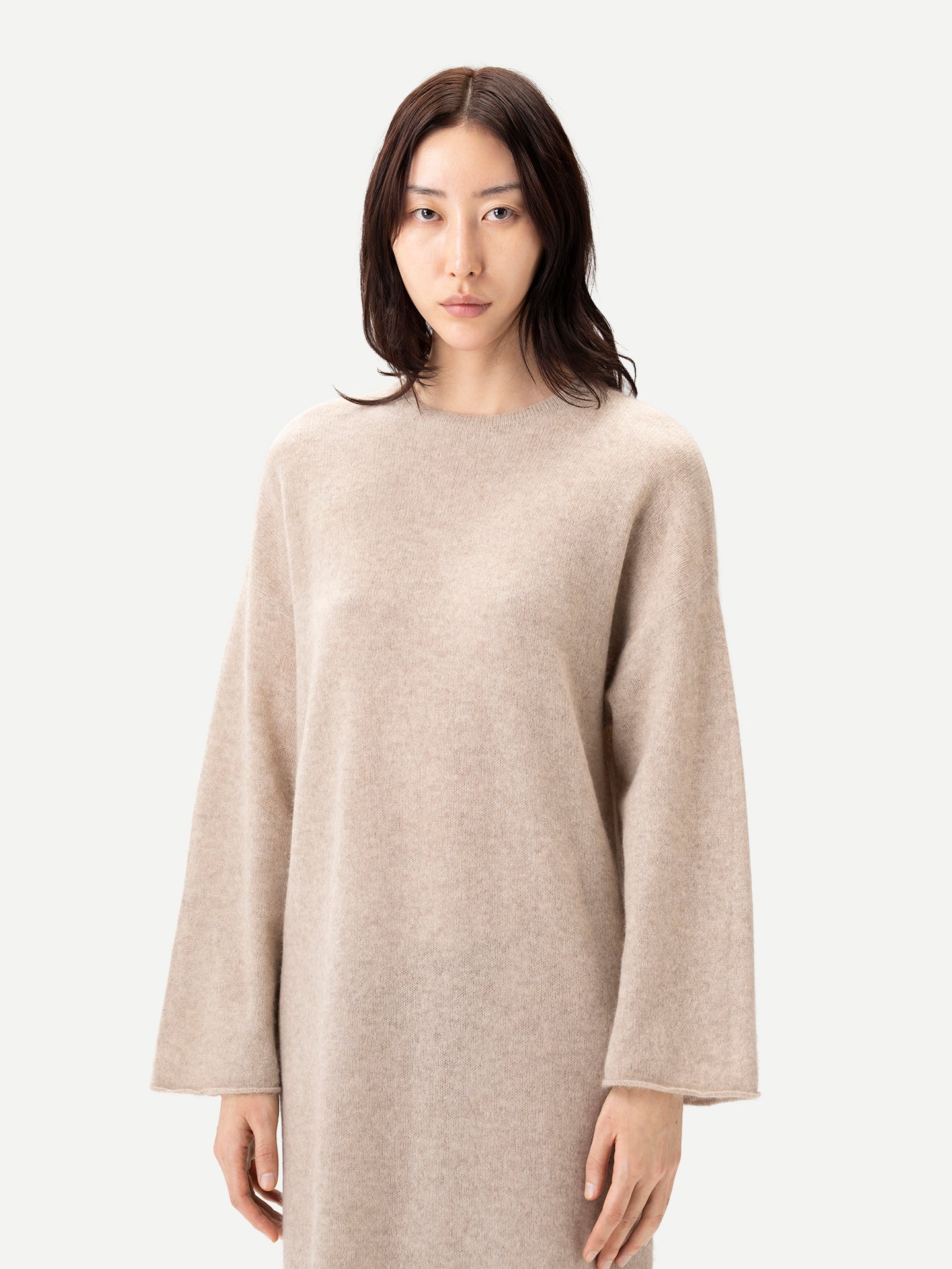 Robe longue femme en cachemire couleur gris chaud | GOBI Cashmere