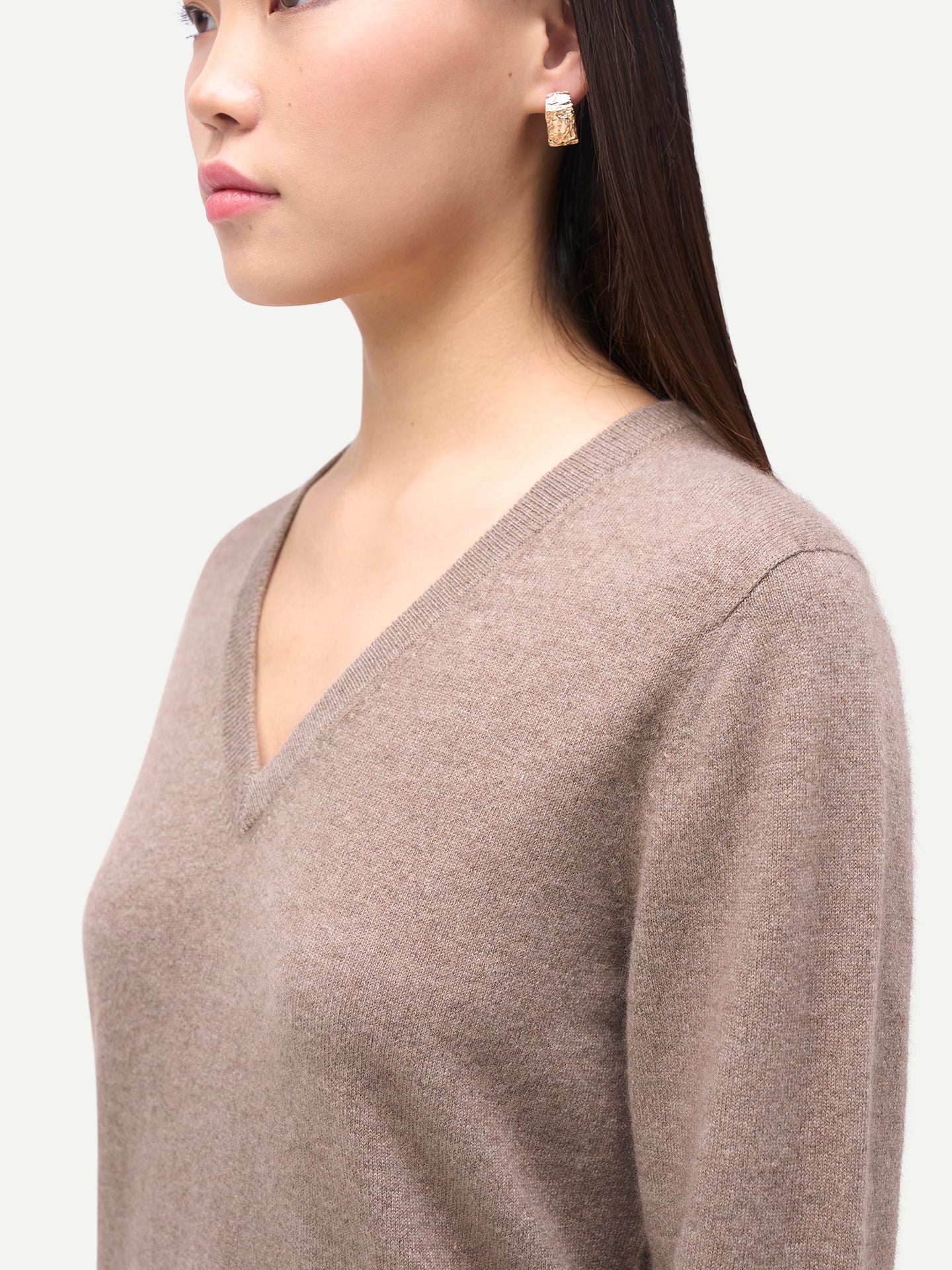 Pull en cachemire pour femme à col en V Couleur Organique