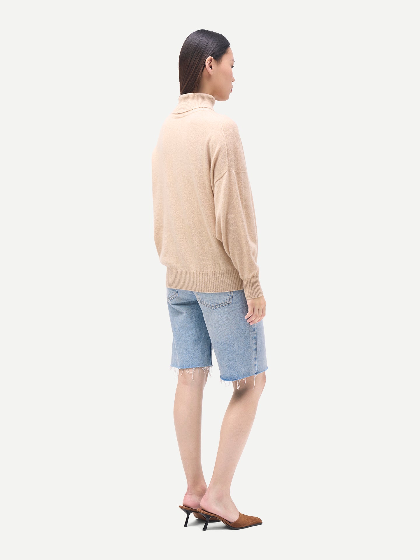 Pull en cachemire pour femme à col montant Couleur Organique
