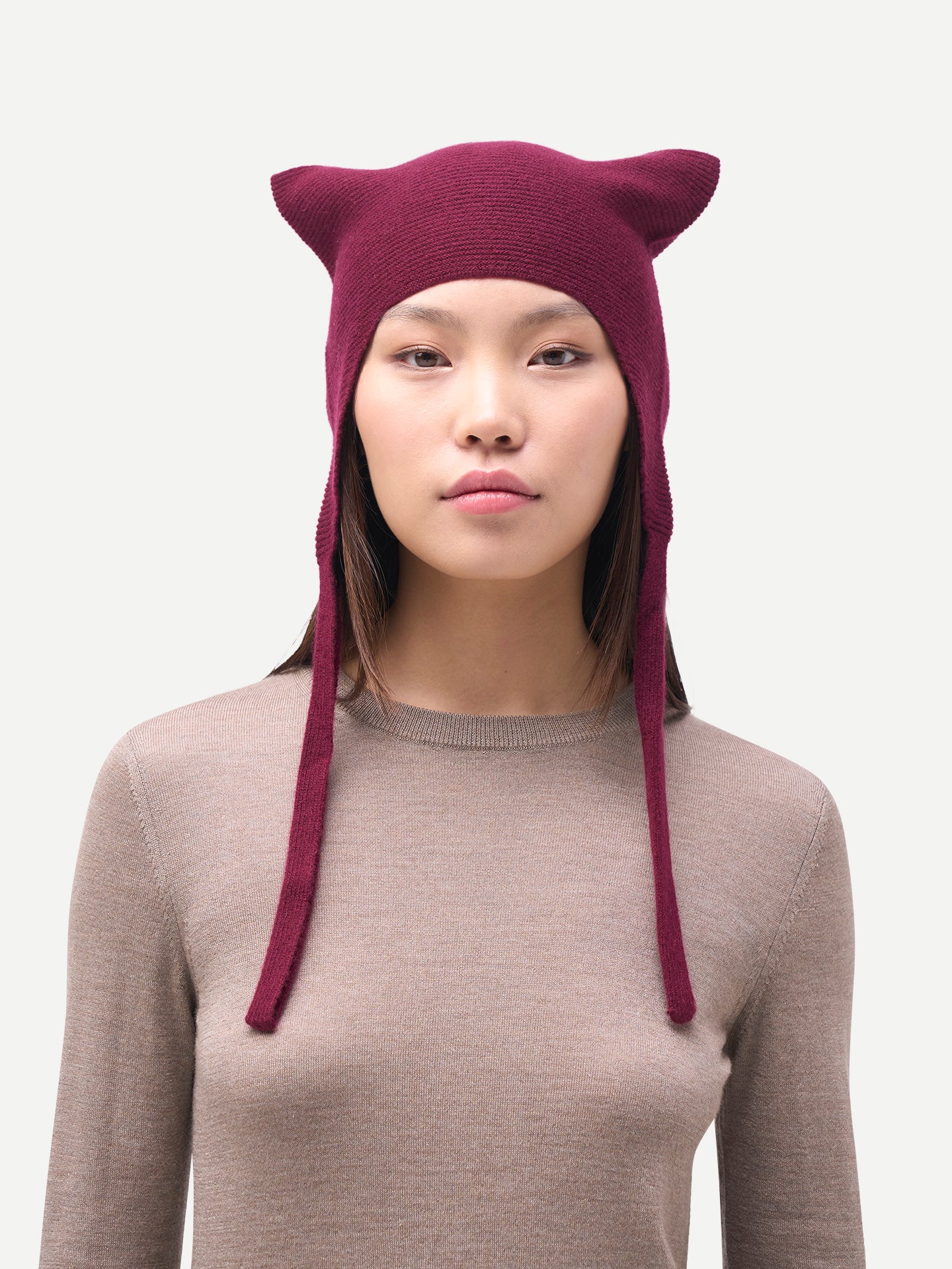 Bonnet femme en cachemire 100 % couleur rouge | GOBI Cashmere