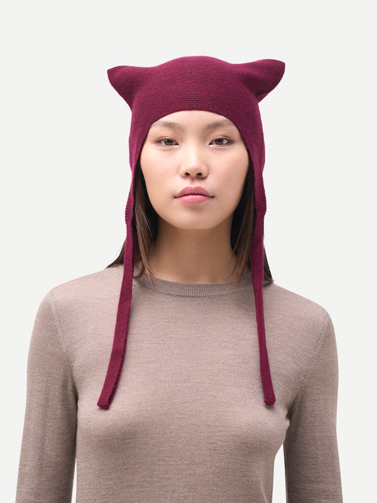 Bonnet femme en cachemire 100 % couleur rouge | GOBI Cashmere